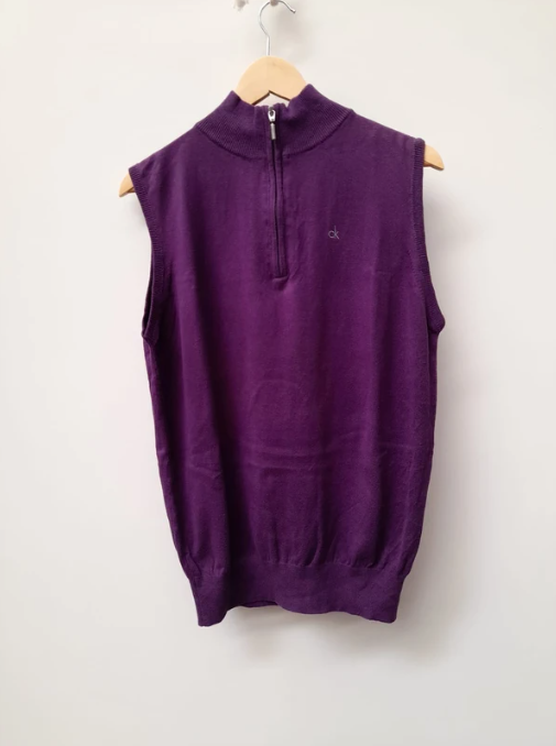 Calvin Klein Purple Sleeveless Knit Golf Sweater Medium image 4