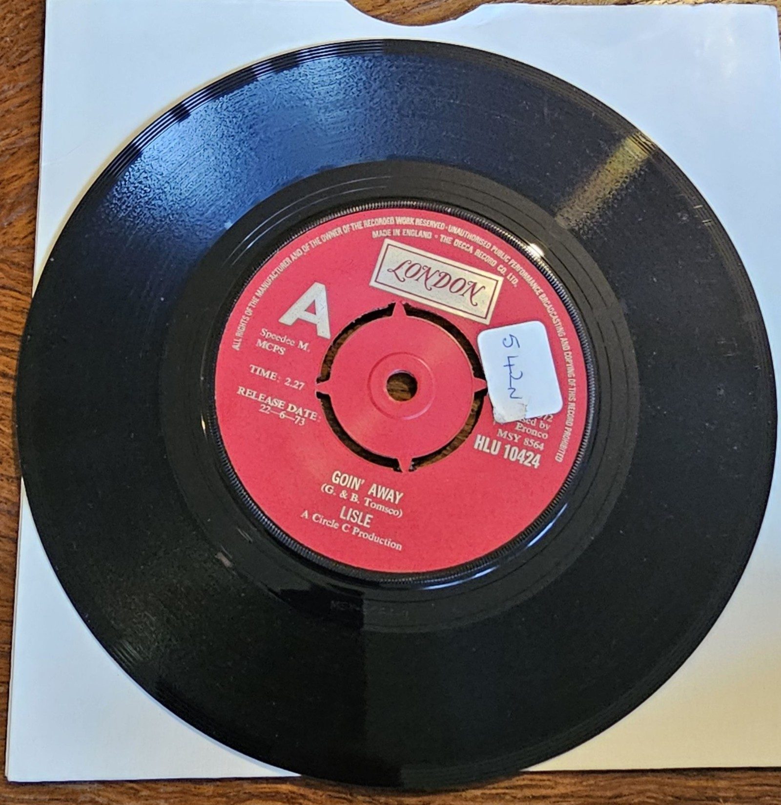 Lisle Goin' Away PROMO London HLU 10424 7" Vinyl You're Why Baby