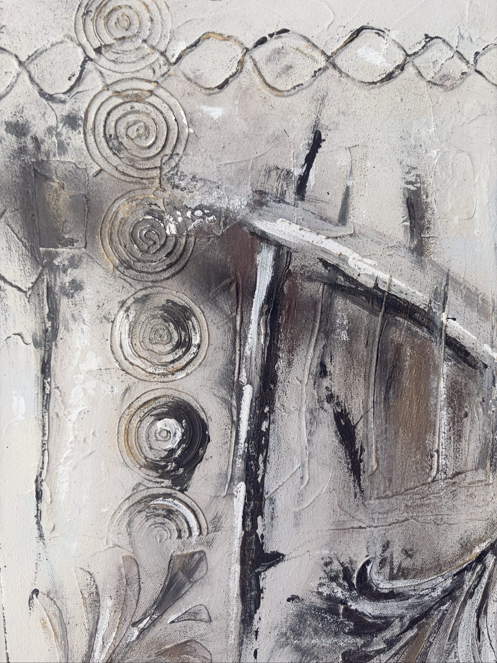 Original Abstract painting reclaimed Wall Art Canvas 80x80 cm Neutral image 5