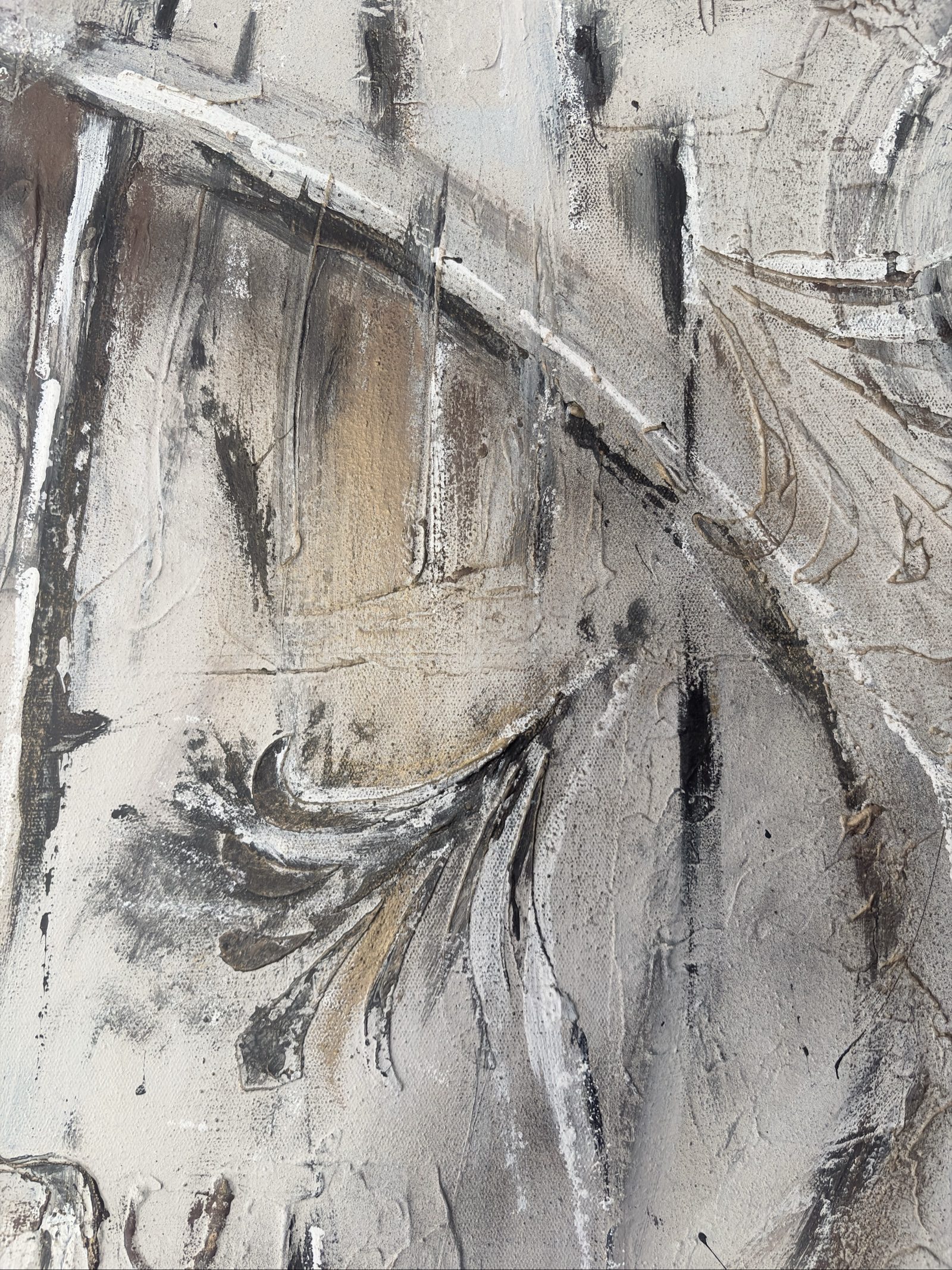 Original Abstract painting reclaimed Wall Art Canvas 80x80 cm Neutral image 6
