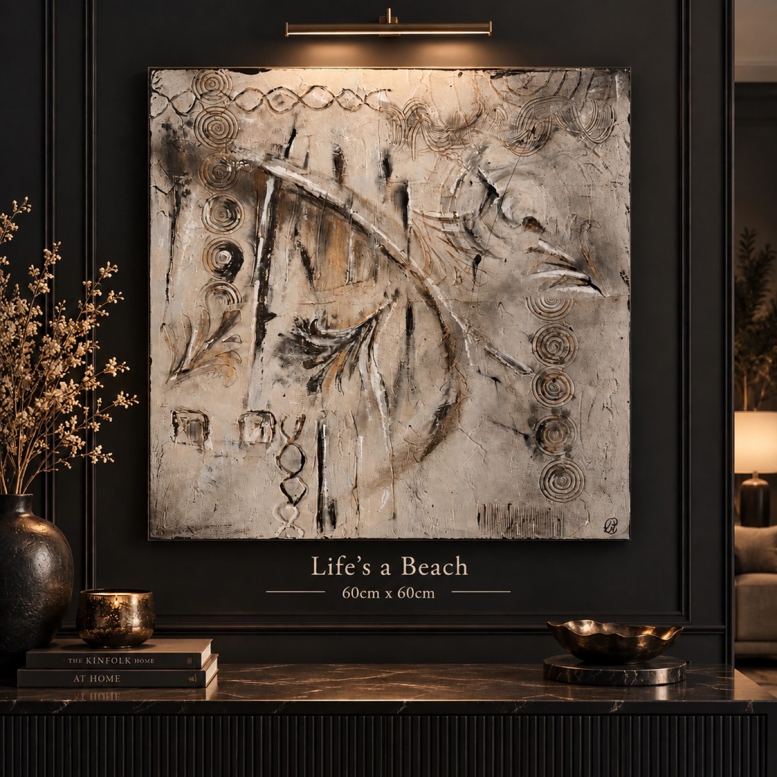 Original Abstract painting reclaimed Wall Art Canvas 80x80 cm Neutral image 9