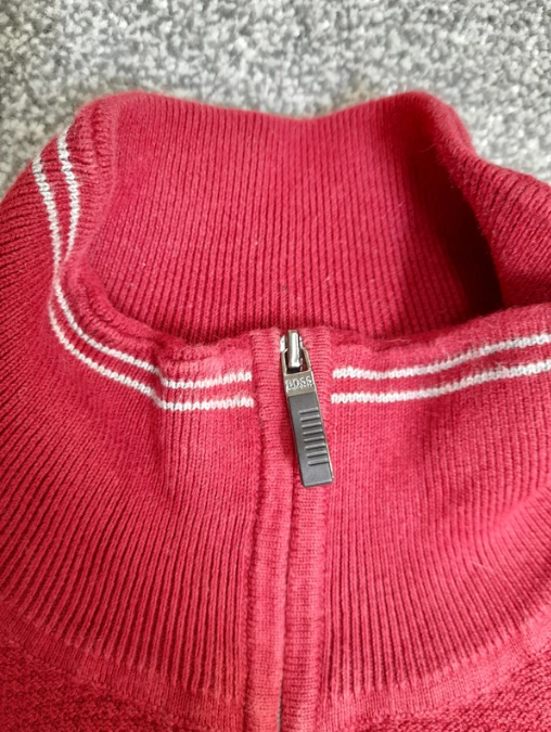 Hugo Boss Men's Red Half-Zip Wool Jumper XXL image 3