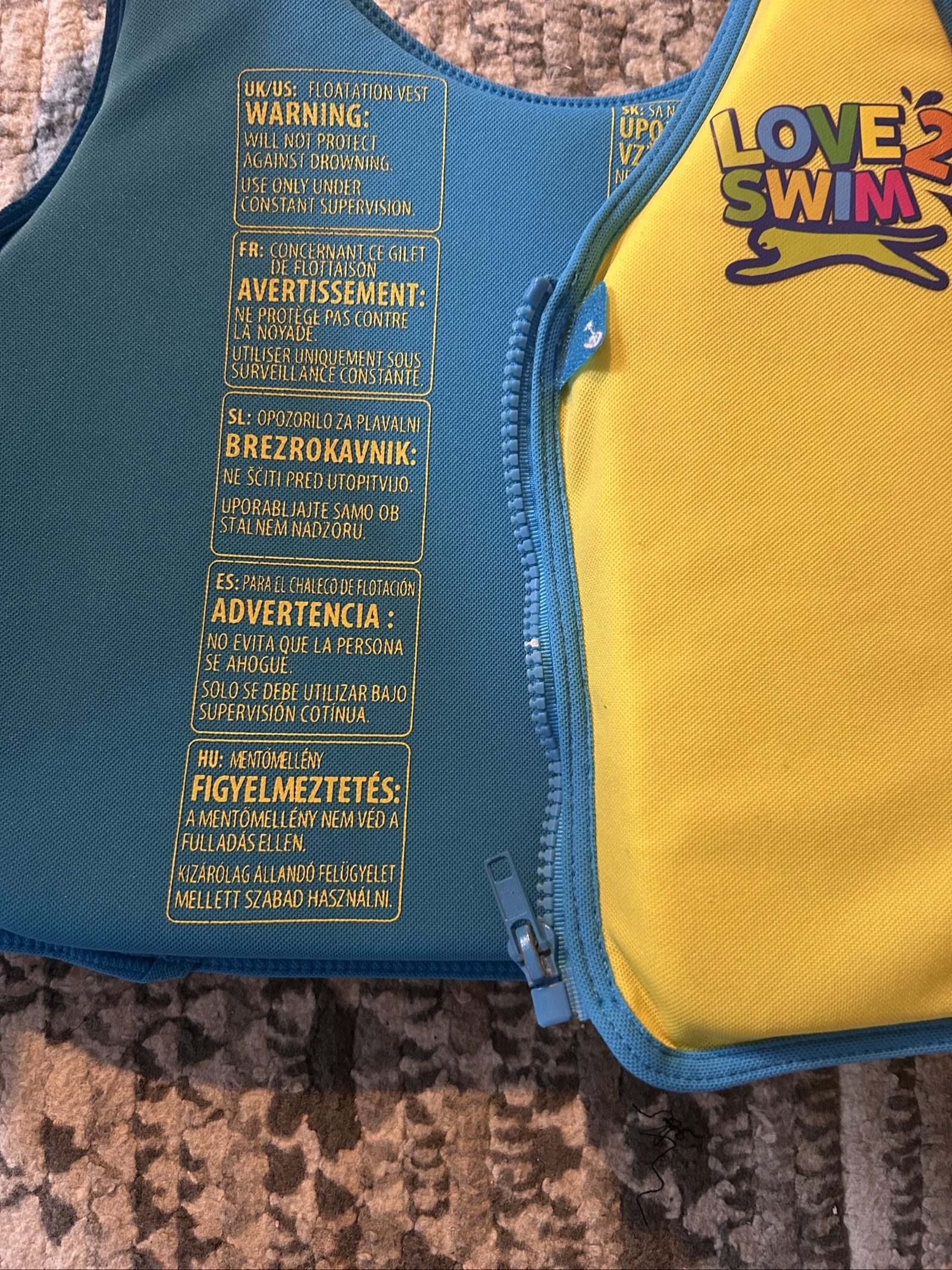 Slazenger Yellow & Blue Kids Floatation Vest Love2Swim. 2-3 years image 3