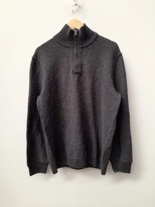 Boss Grey Half Zip Wool Sweater XL image 6