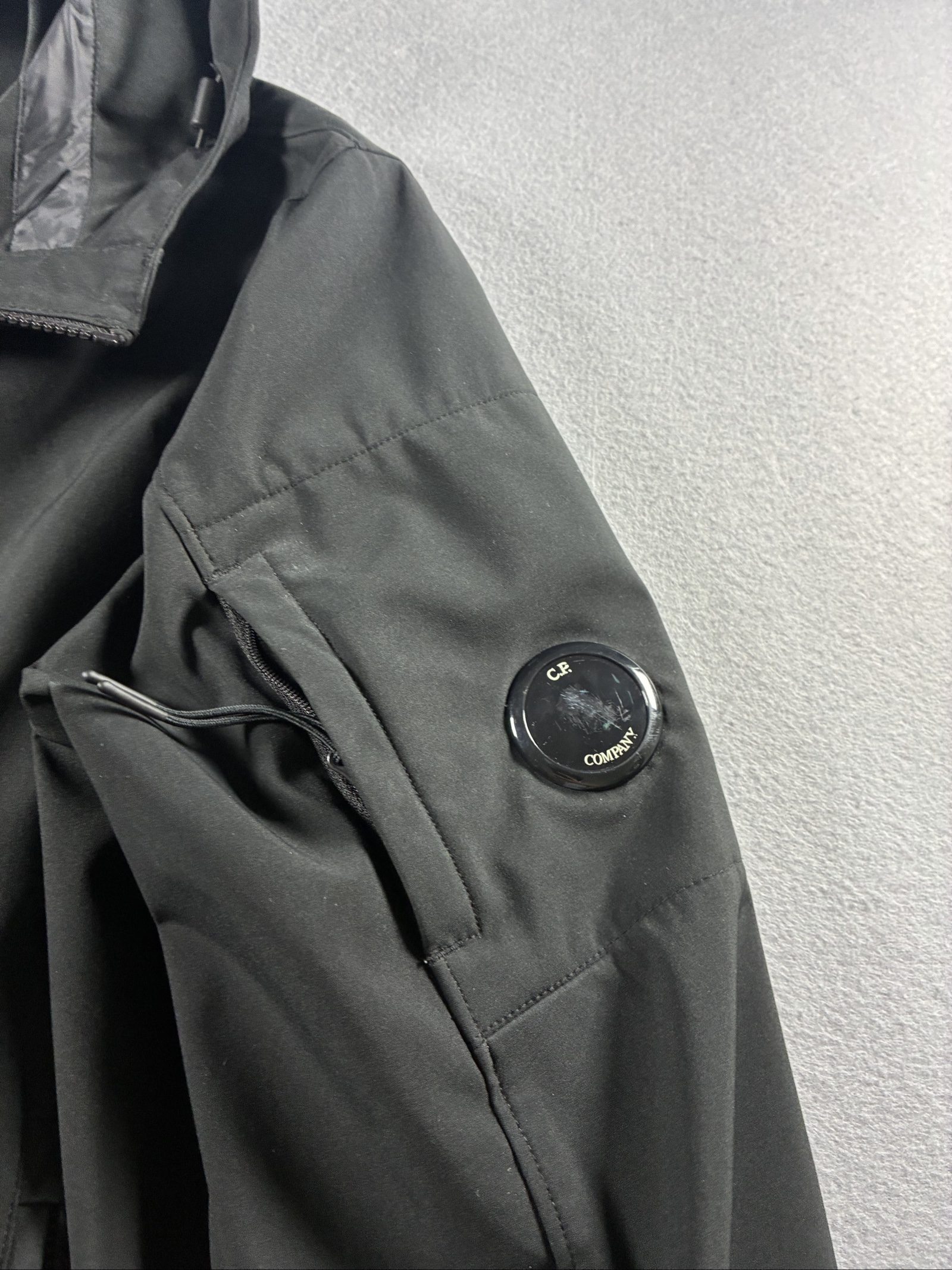 C.P. Company Black Soft Shell Hooded Jacket Large image 3