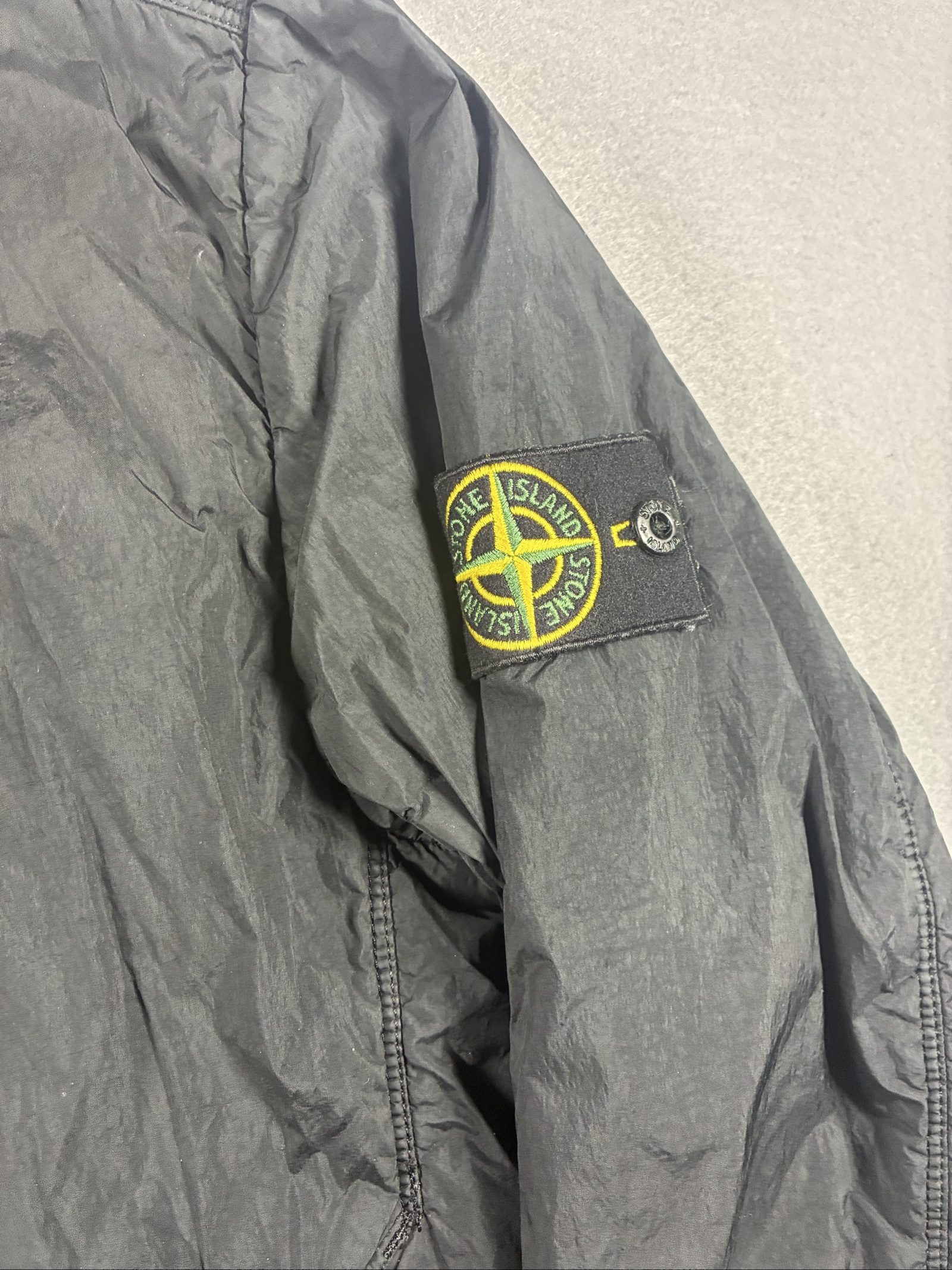 Stone Island Black Bomber Jacket garment dyed crinkle reps ny small image 3