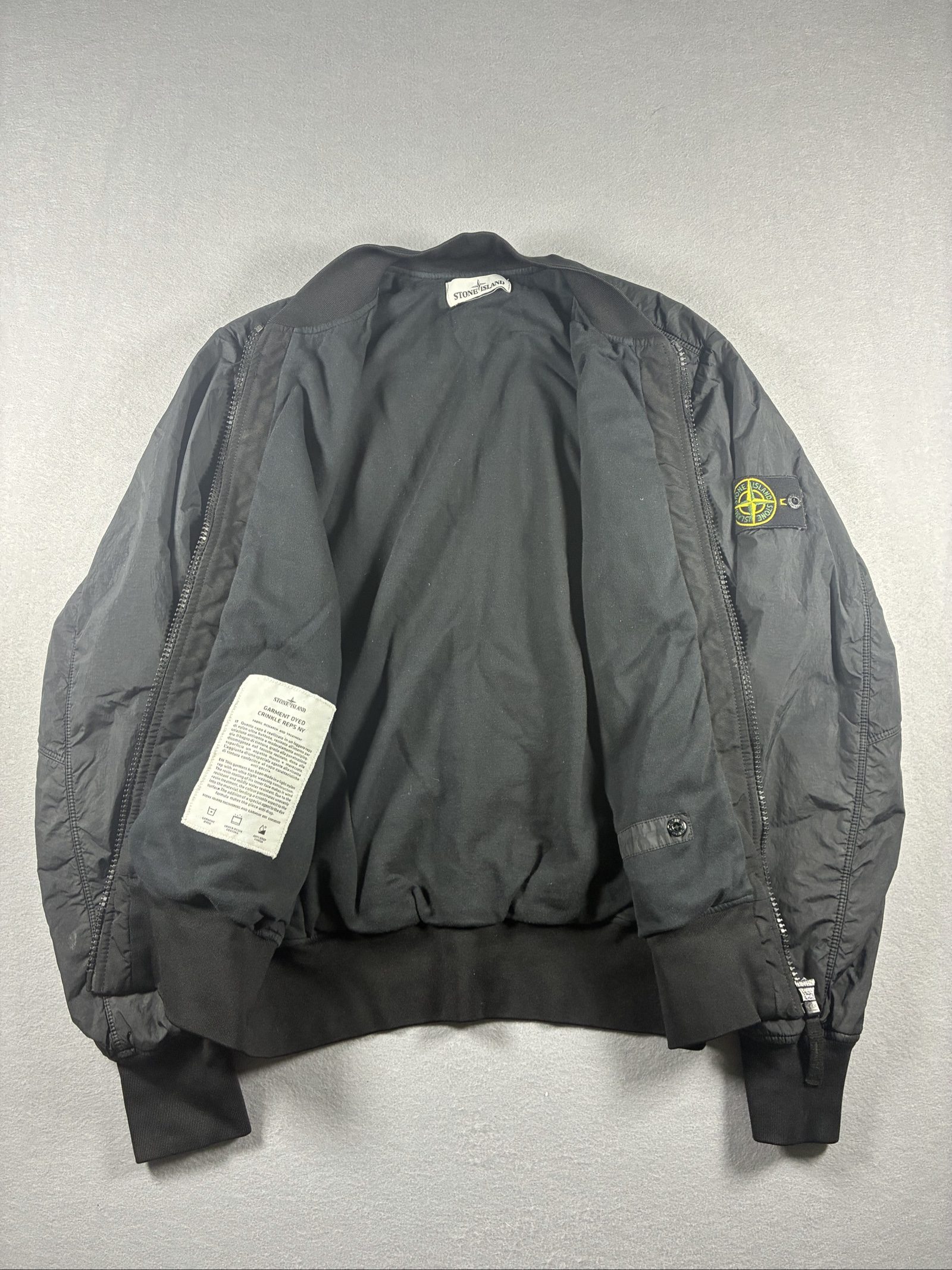 Stone Island Black Bomber Jacket garment dyed crinkle reps ny small image 4