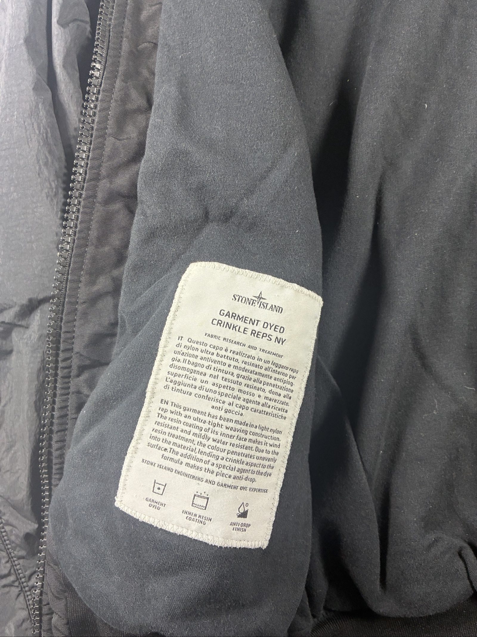 Stone Island Black Bomber Jacket garment dyed crinkle reps ny small image 5