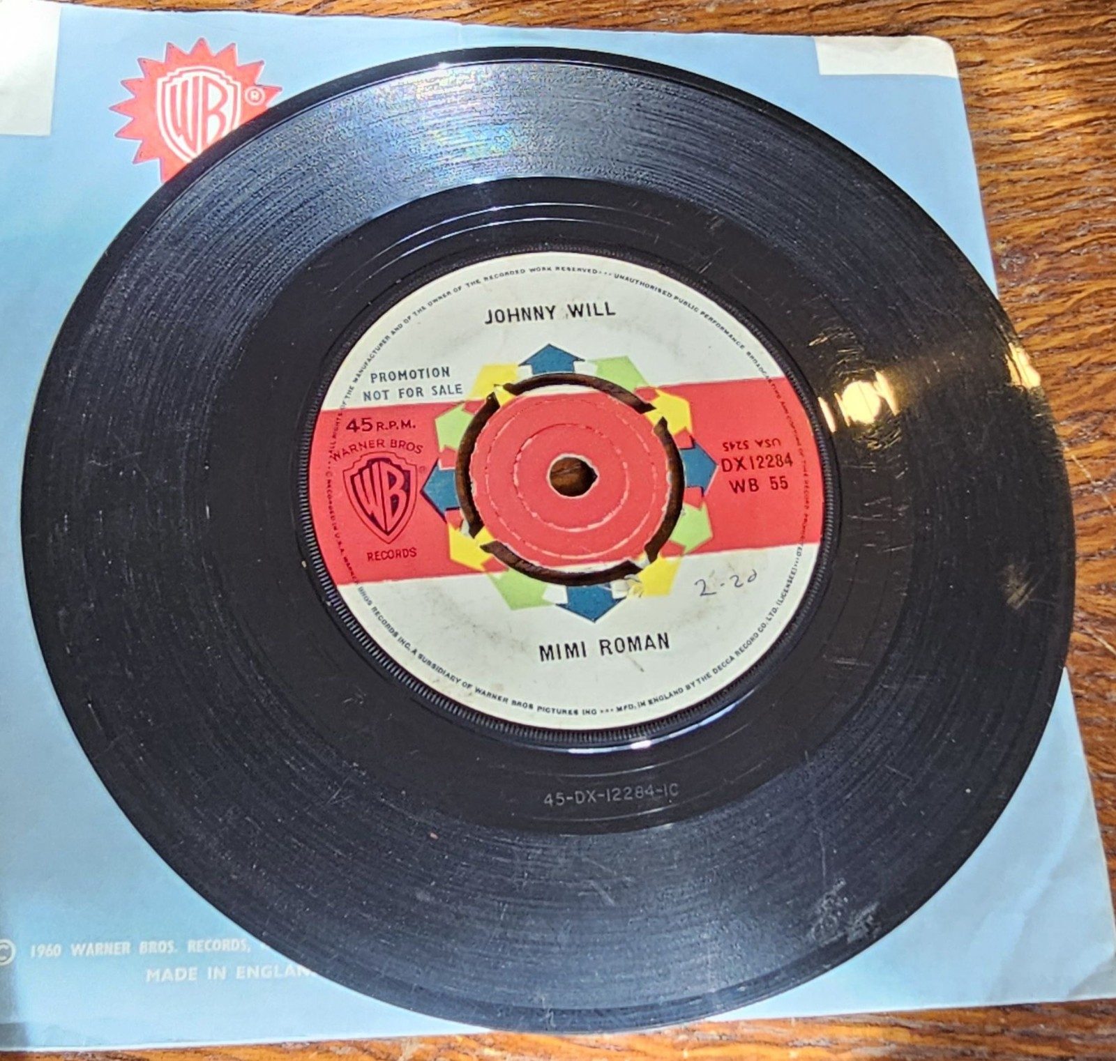 Mimi Roman Johnny Will PROMO Warner Bros DX12284 7 Vinyl B-side Mimi Roman