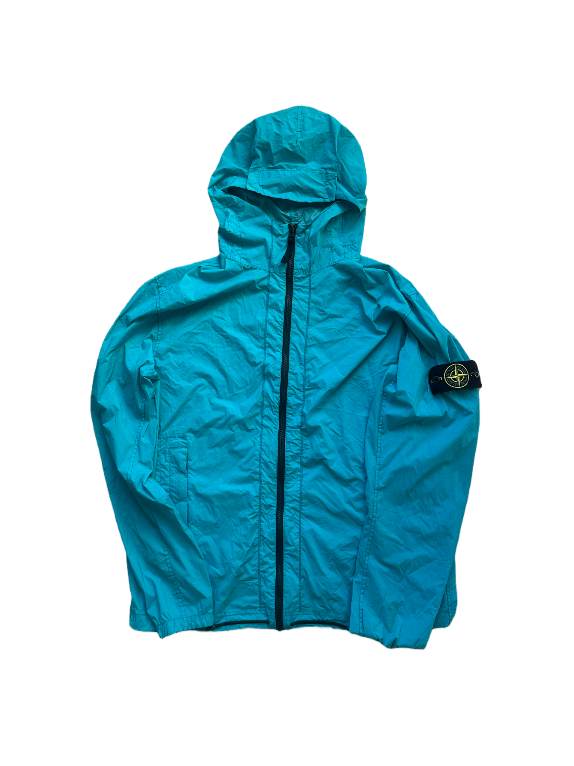 Stone Island Men's Turquoise Skin Touch Nylon-TC Hooded Jacket M