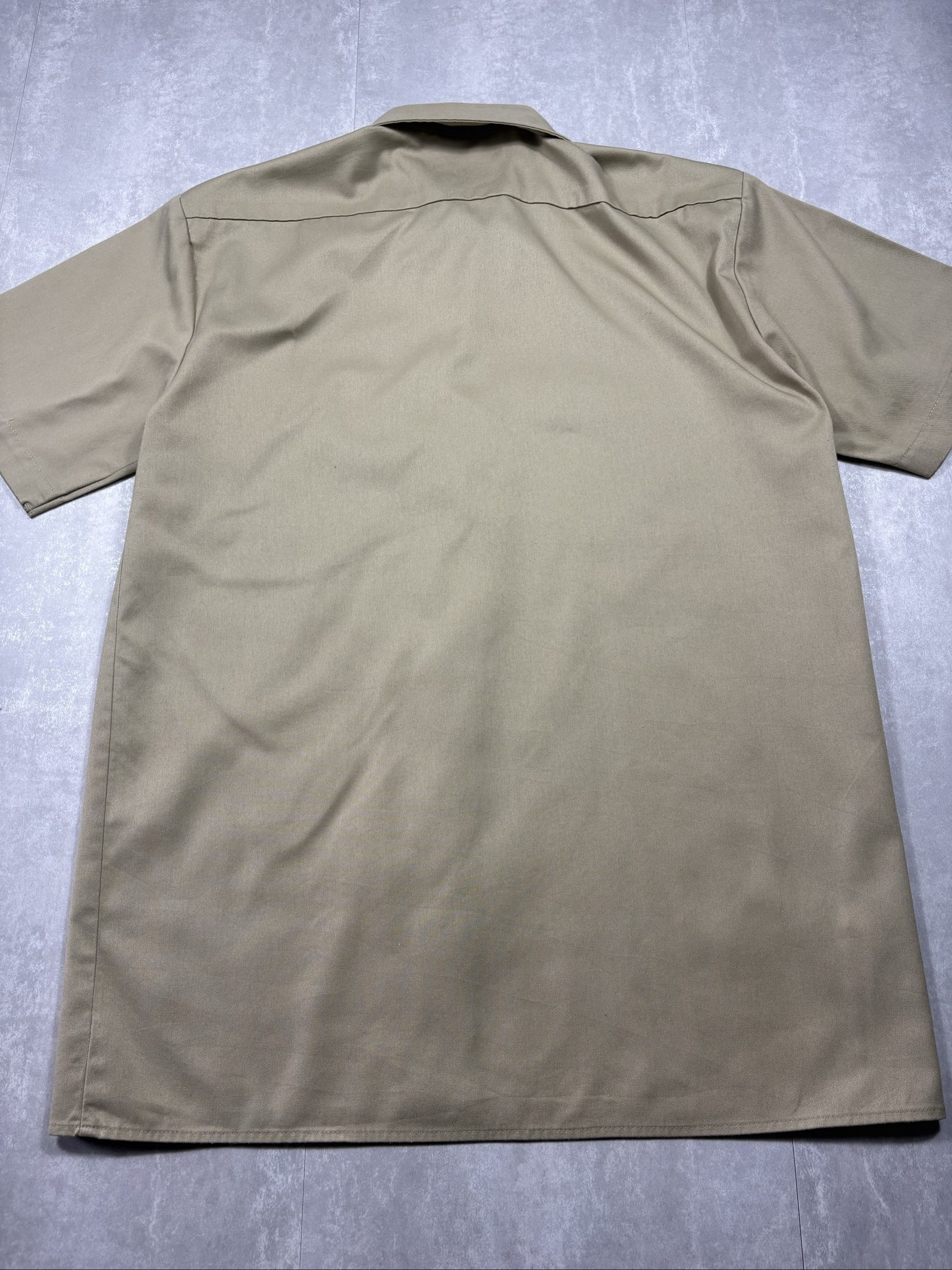 Dickies Beige Short Sleeve Work Shirt Medium Cotton image 6