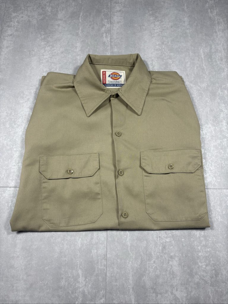 Dickies Beige Short Sleeve Work Shirt Medium Cotton