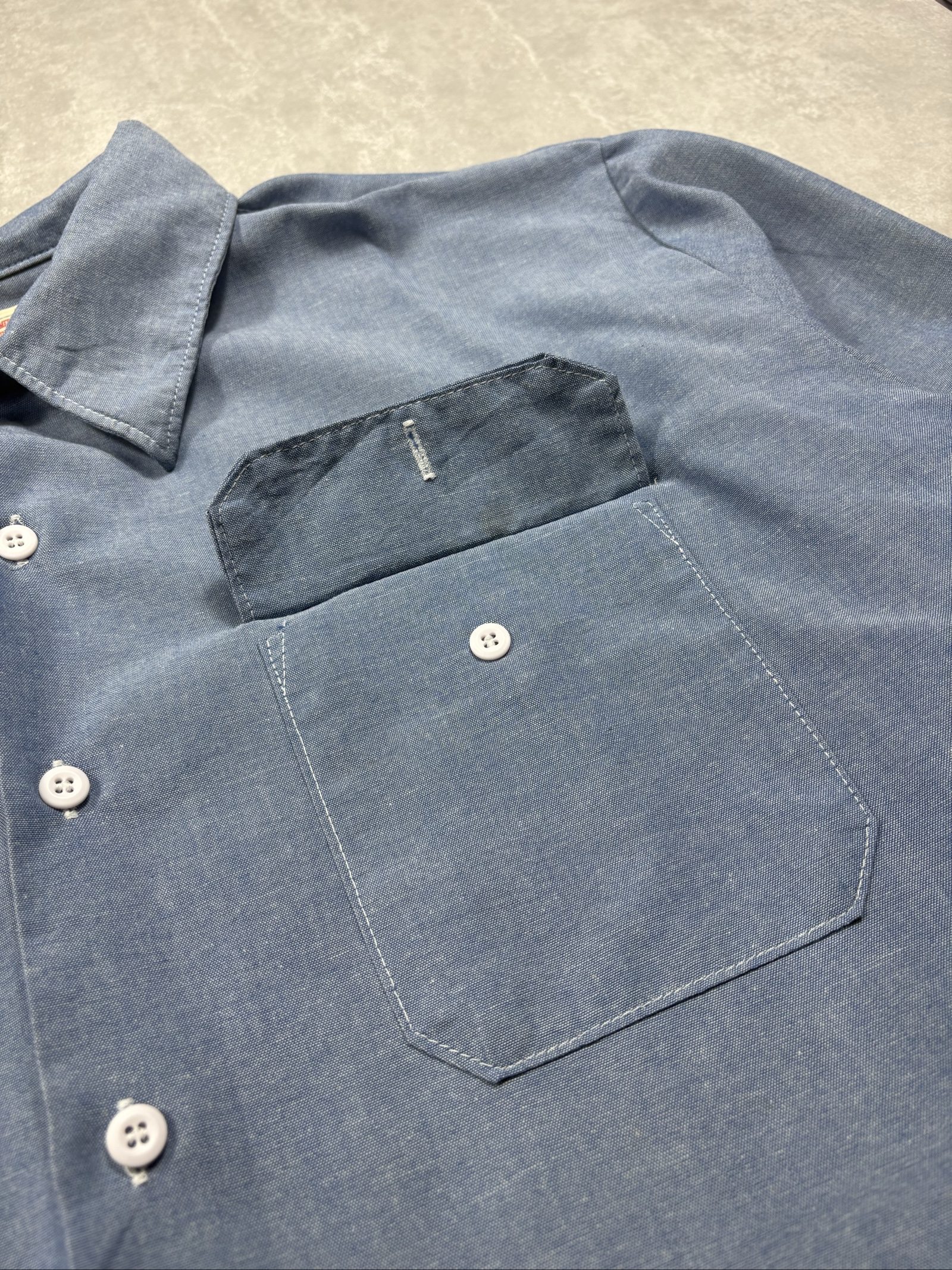 Dickies Blue Poly-Cotton Button Up Long Sleeve Shirt 34/35 image 4