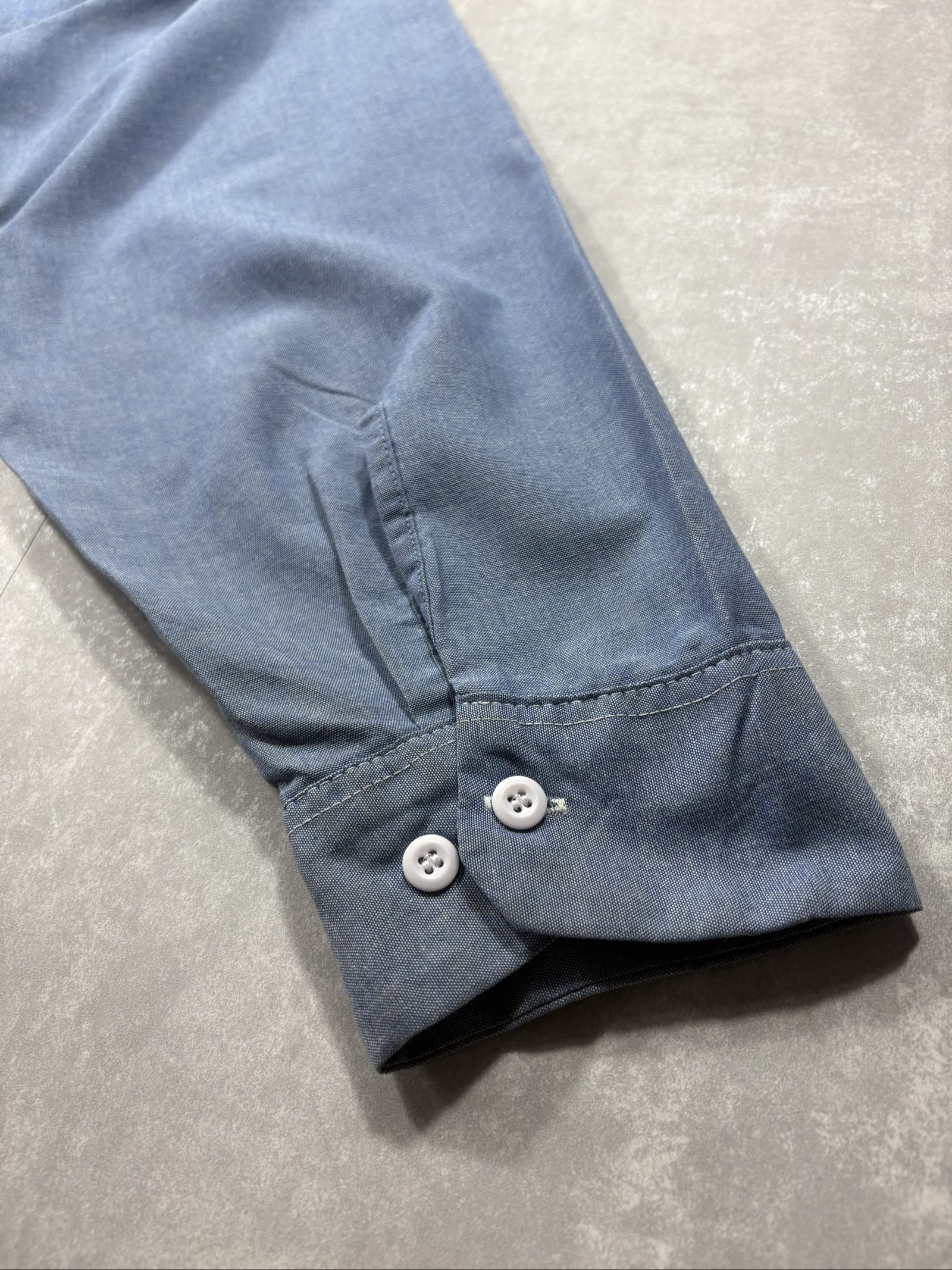 Dickies Blue Poly-Cotton Button Up Long Sleeve Shirt 34/35 image 8