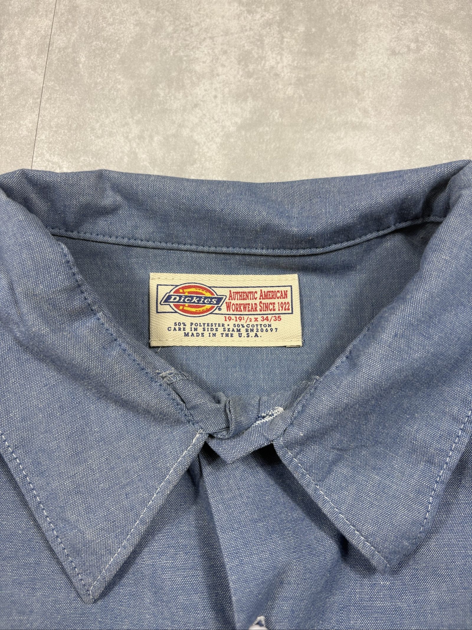 Dickies Blue Poly-Cotton Button Up Long Sleeve Shirt 34/35 image 5