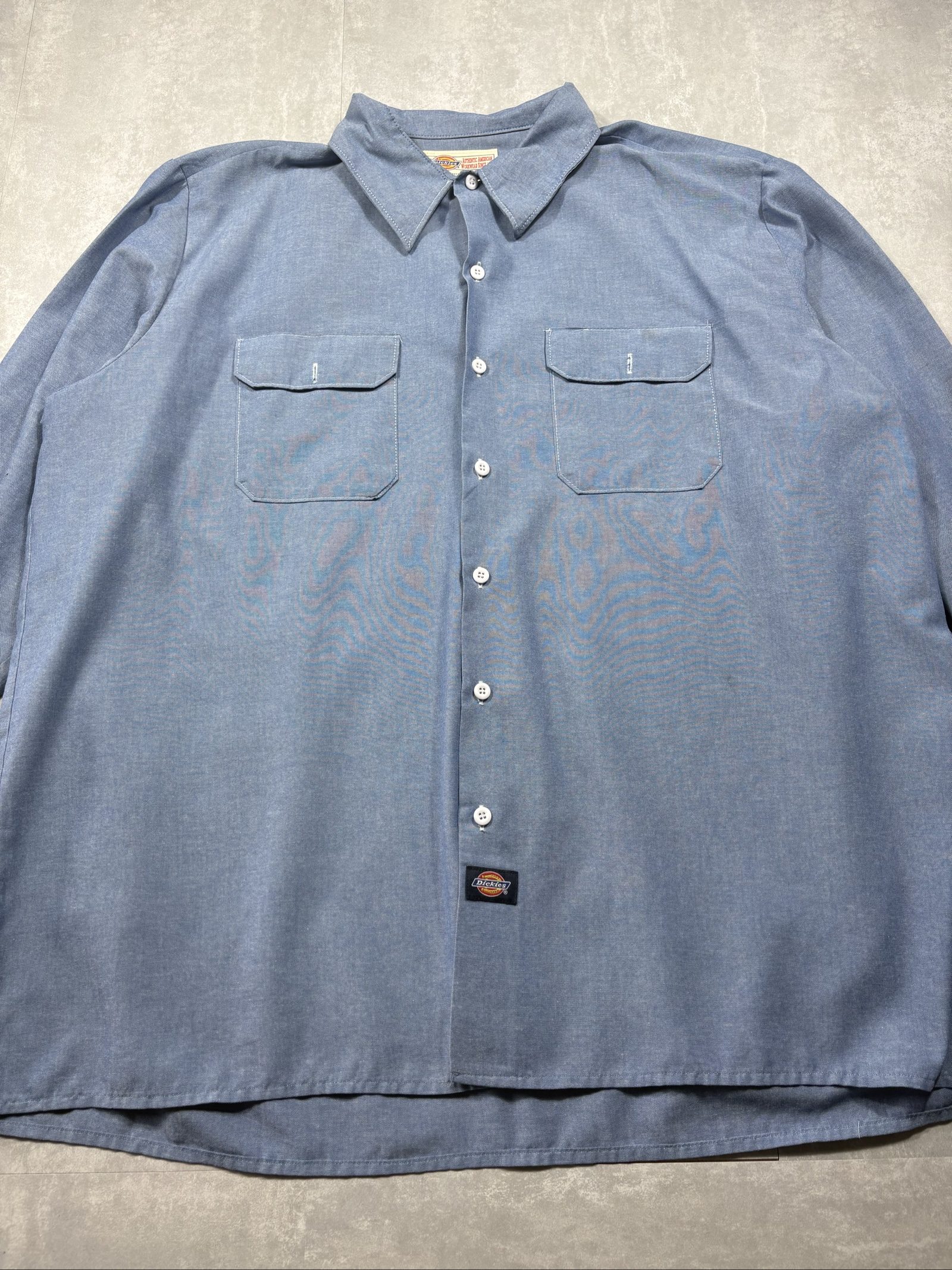 Dickies Blue Poly-Cotton Button Up Long Sleeve Shirt 34/35 image 2