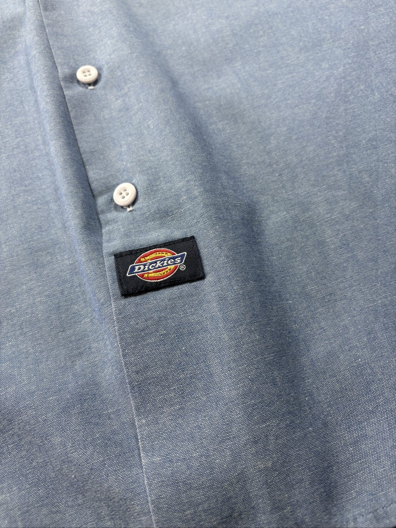 Dickies Blue Poly-Cotton Button Up Long Sleeve Shirt 34/35 image 3