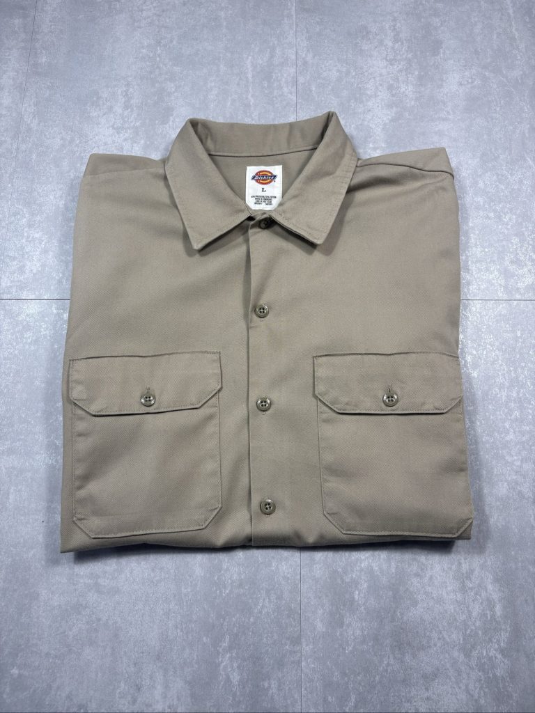 Dickies Men's Beige Work Short Sleeve Shirt Large