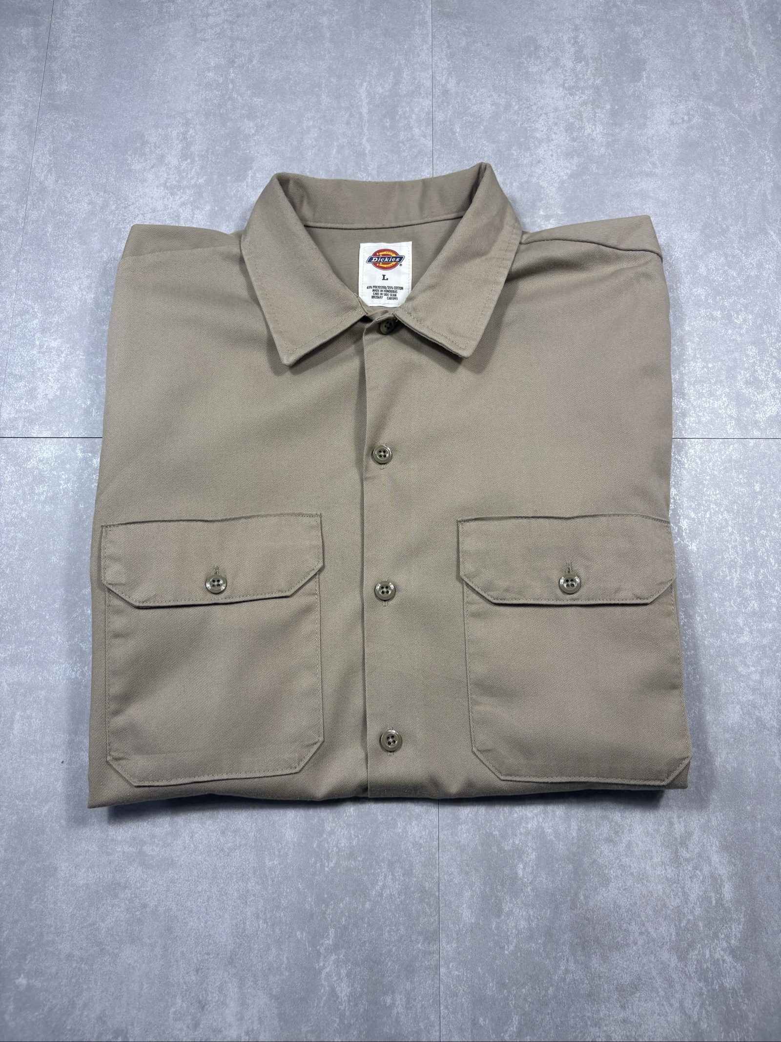 Dickies Men's Beige Work Short Sleeve Shirt Large