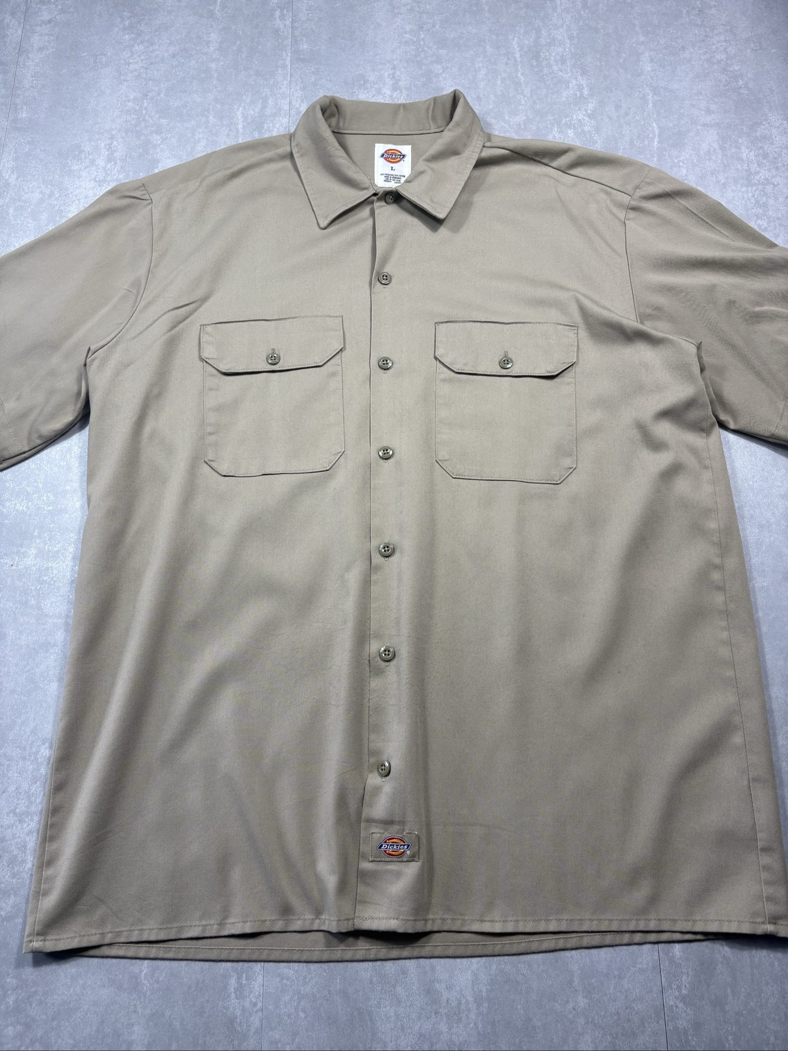 Dickies Men's Beige Work Short Sleeve Shirt Large image 2