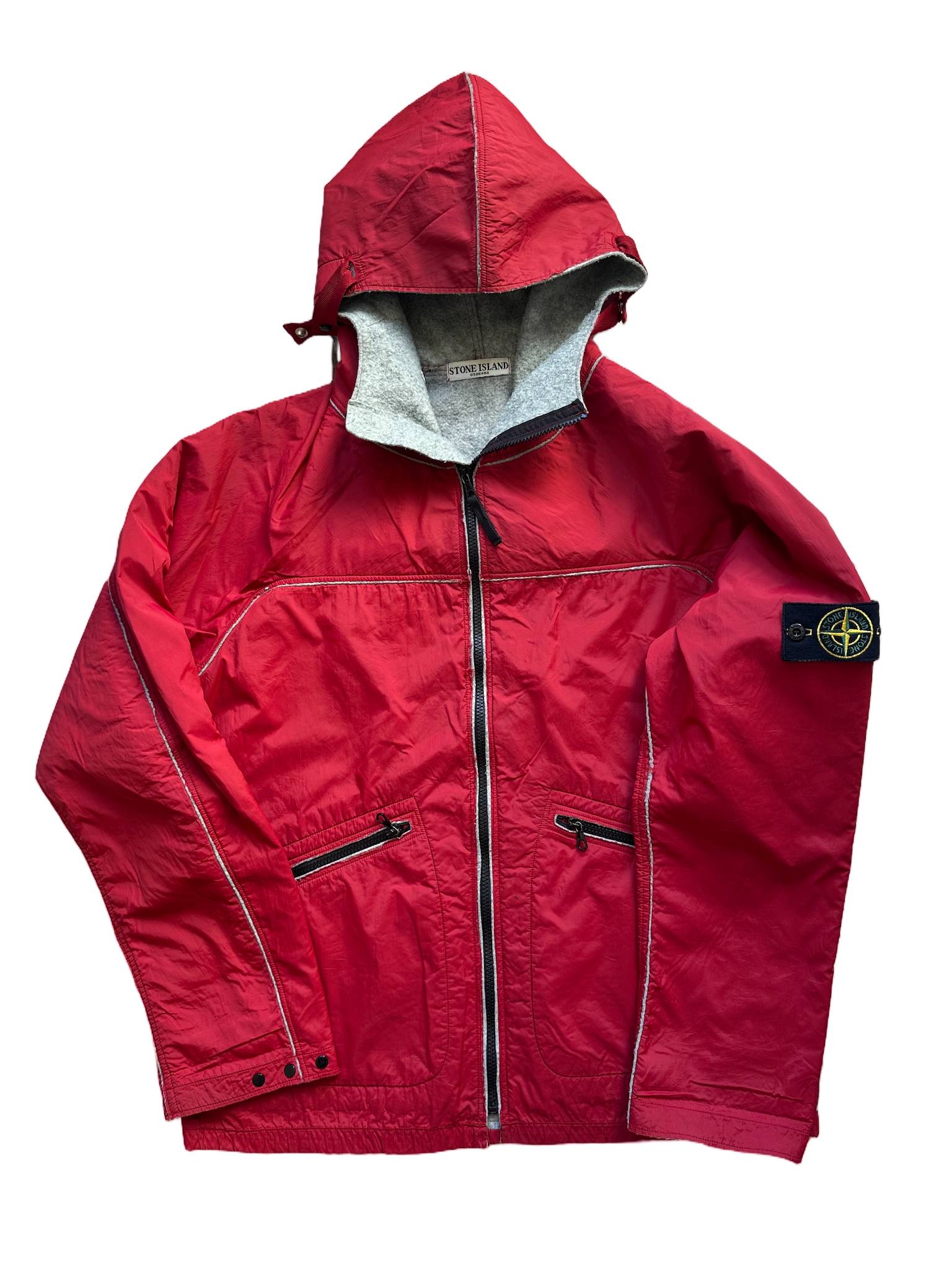 stone island 2003 red blue wool lined nylon shell jacket