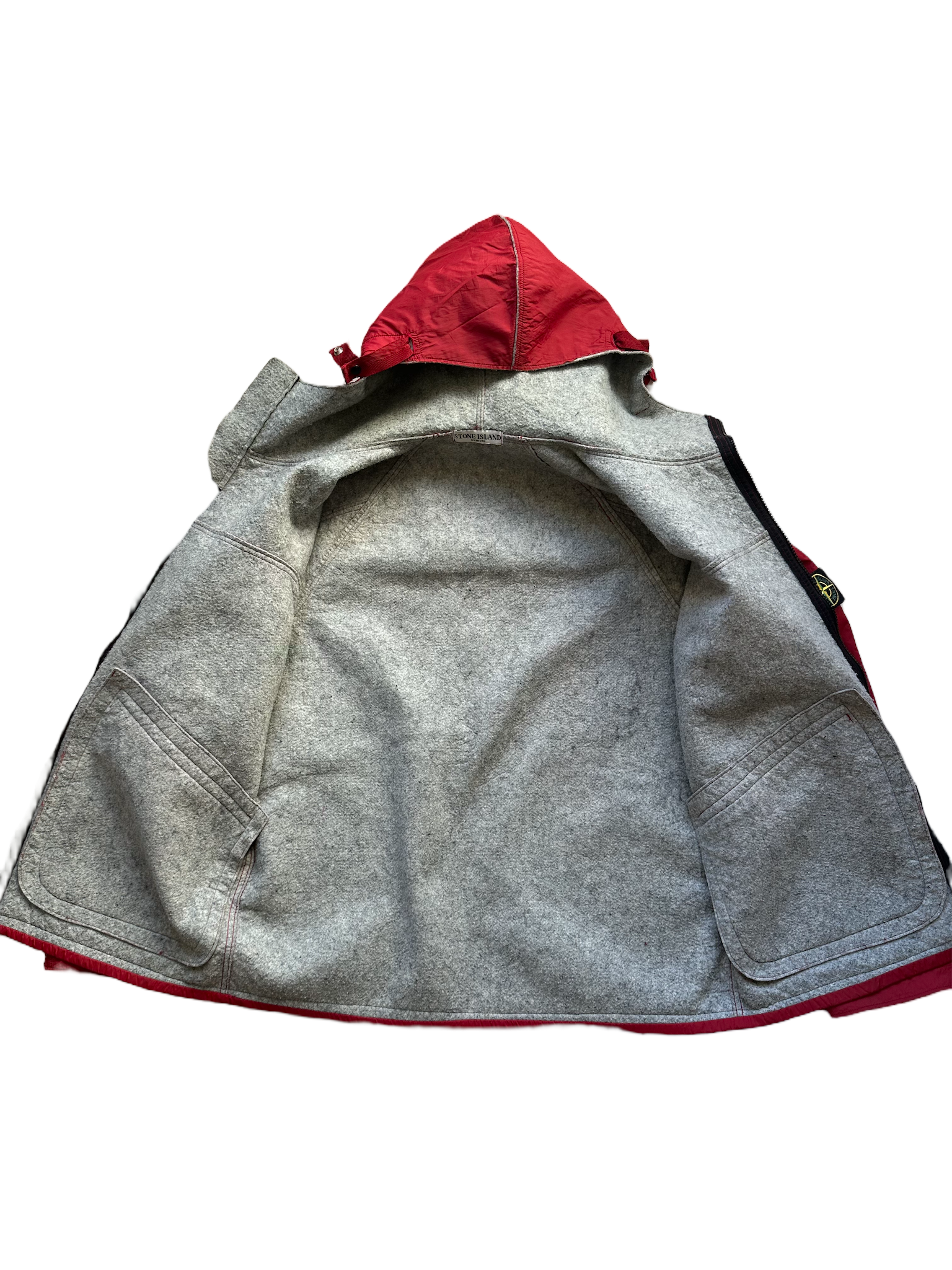 stone island 2003 red blue wool lined nylon shell jacket image 2