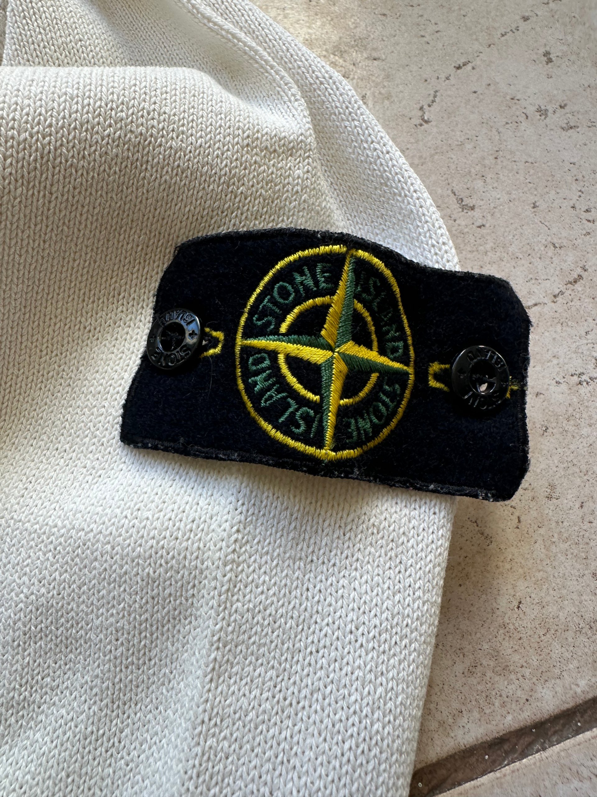 Stone Island White Cotton Half-Zip Sweater Large 1990's Vintage image 4