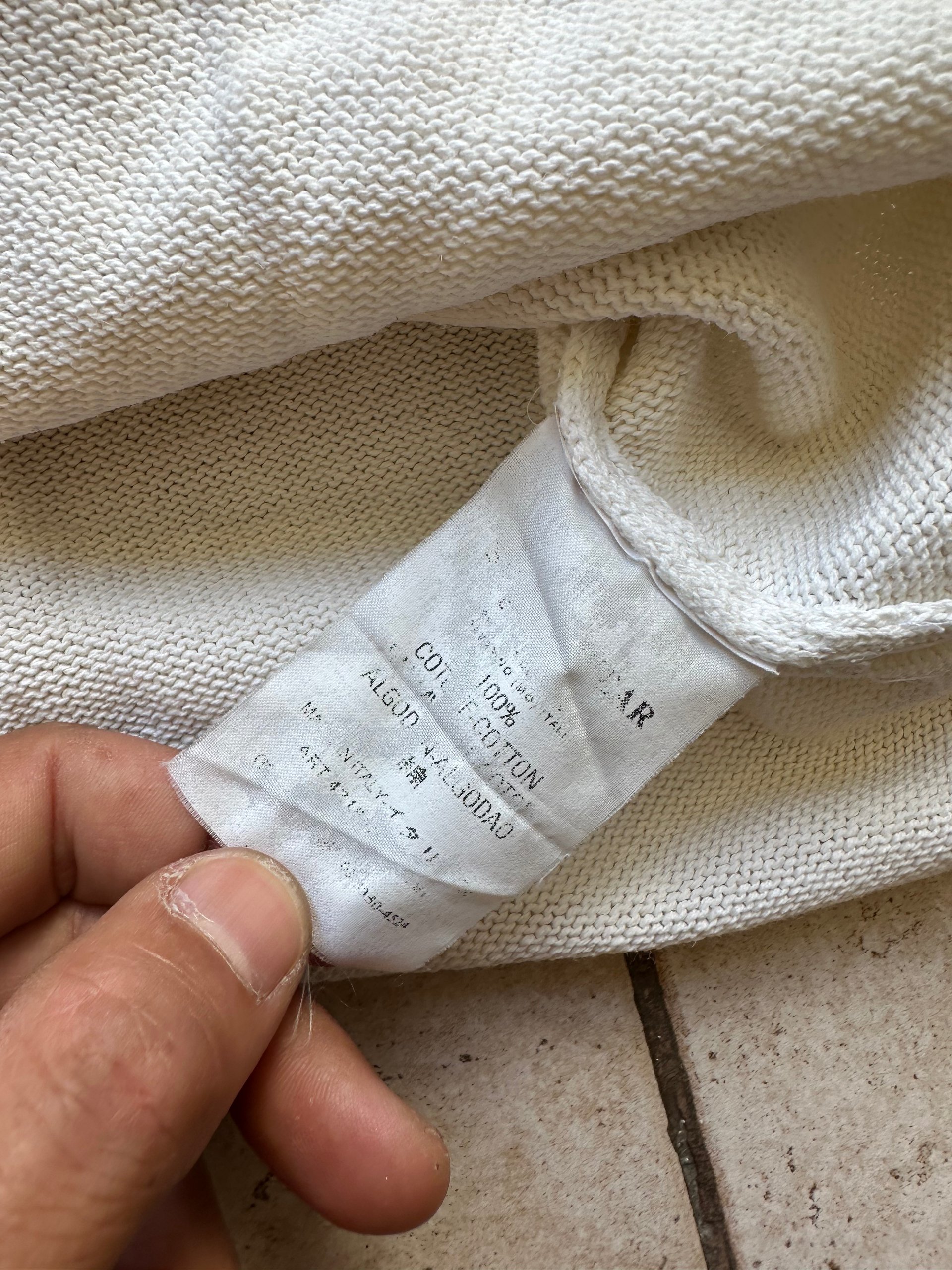 Stone Island White Cotton Half-Zip Sweater Large 1990's Vintage image 5