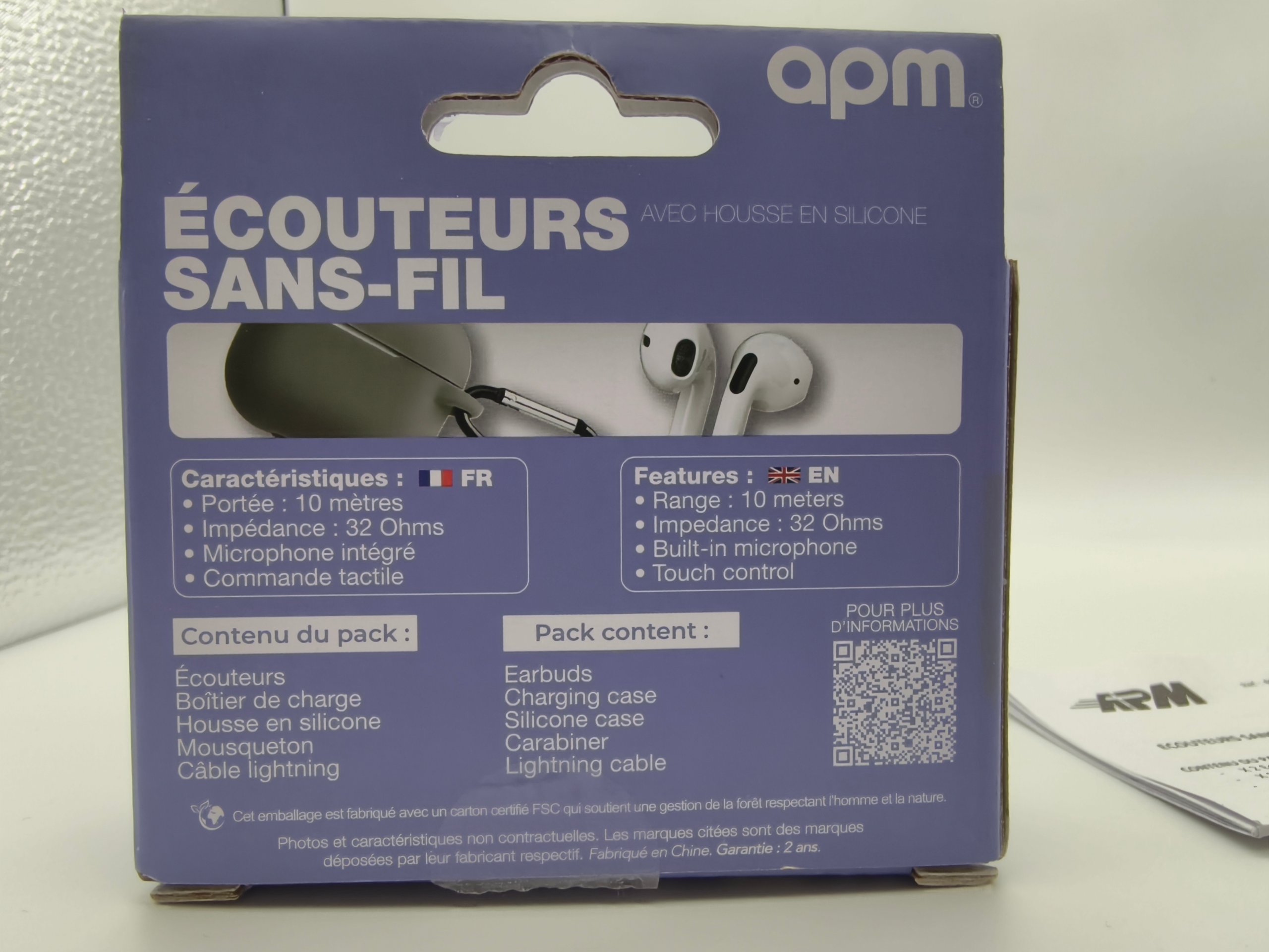 Auricolari Bluetooth Apm 600330 Tws Wireless Cover Silicone Moschettone Completi Box image 5