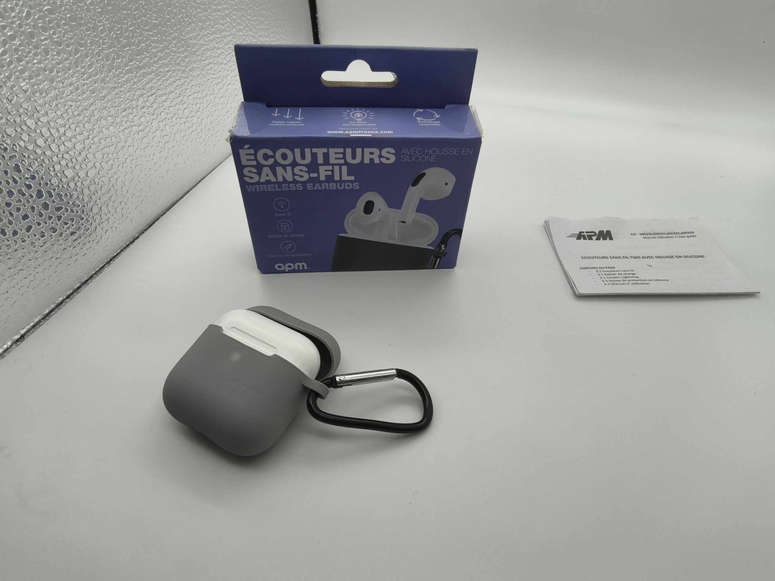 Auricolari Bluetooth Apm 600330 Tws Wireless Cover Silicone Moschettone Completi Box image 8