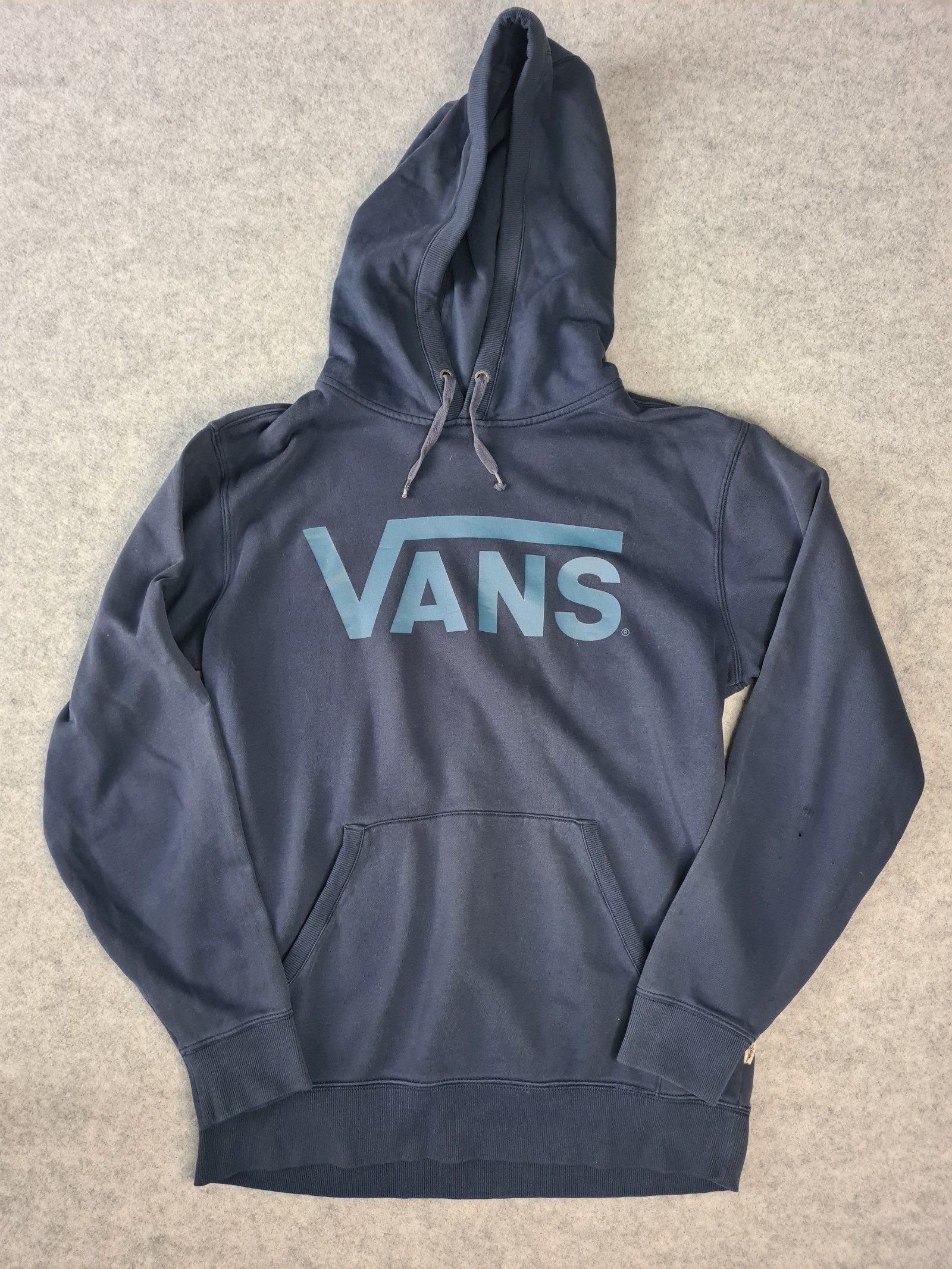 Vans Men's Navy Blue Hoodie with Logo Medium