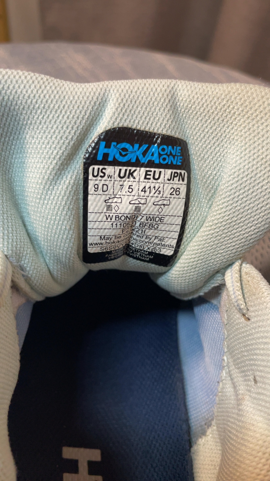 HOKA Bondi 7 Wide Women’s Running Shoes – Size 9 D – Light Blue/Gray image 7