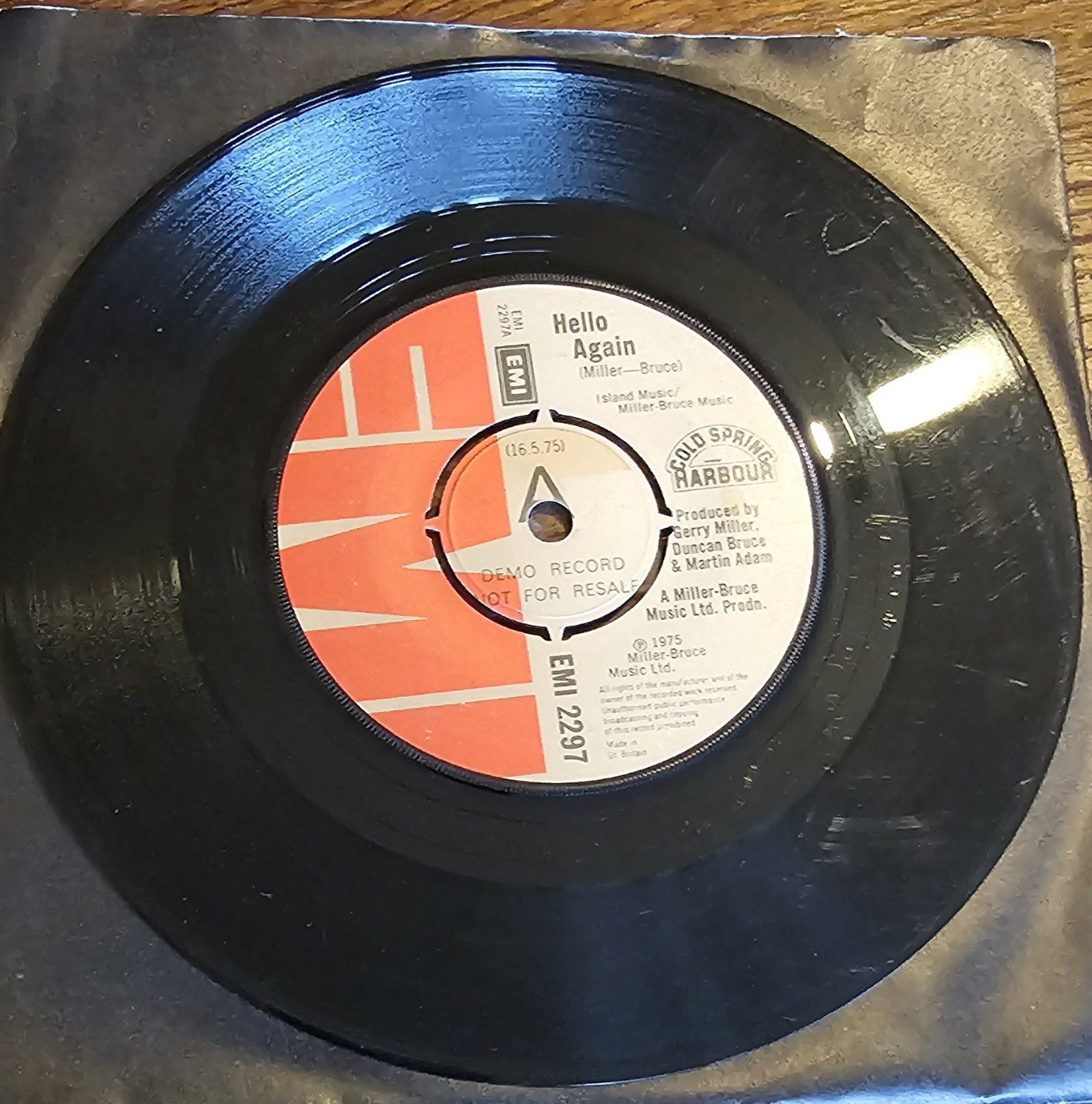 Miller Bruce Hello Again DEMO EMI 2297 7" Vinyl Single