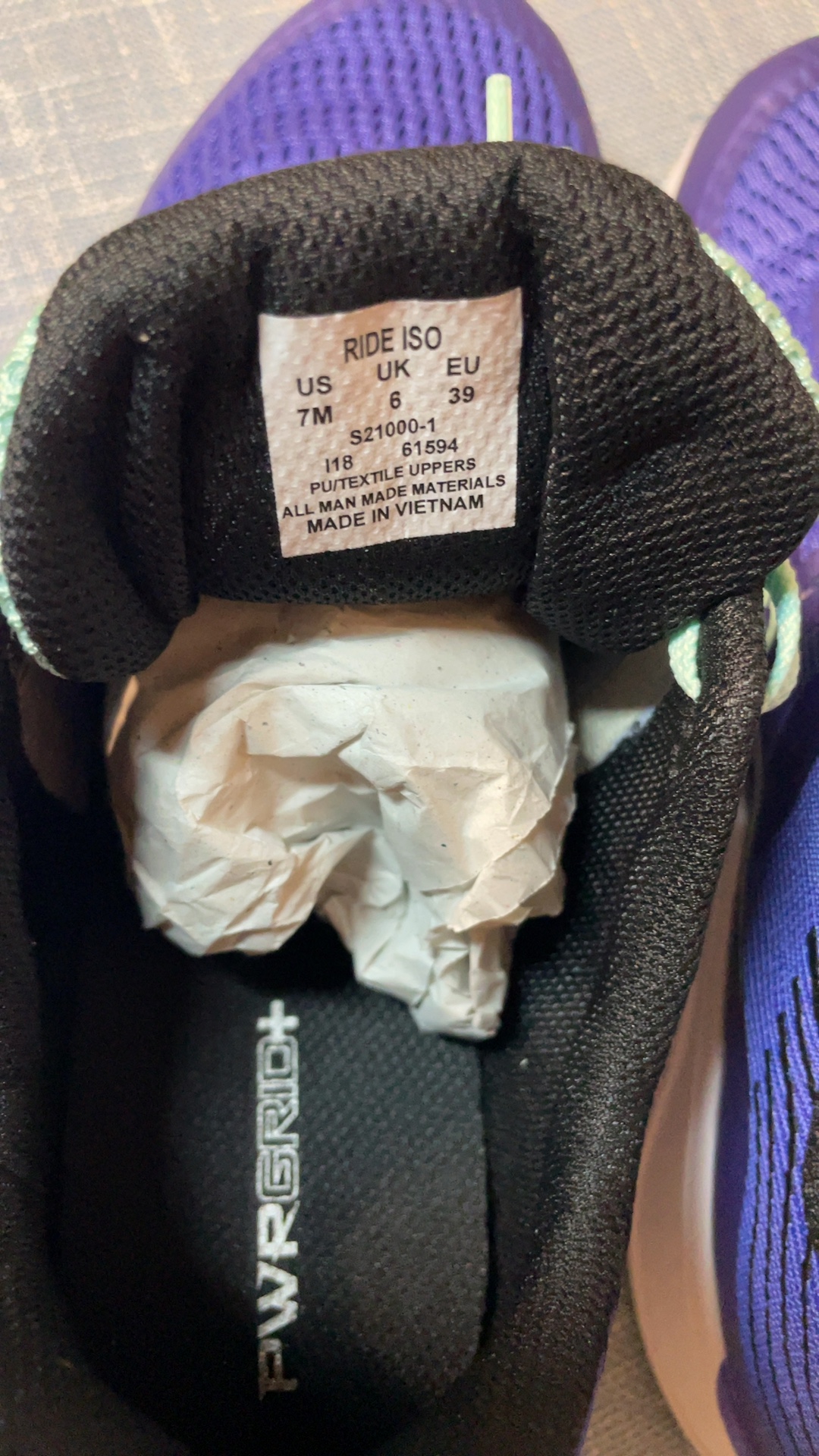 Saucony Purple & Mint Ride ISO Running Shoes US 7 Women's image 5