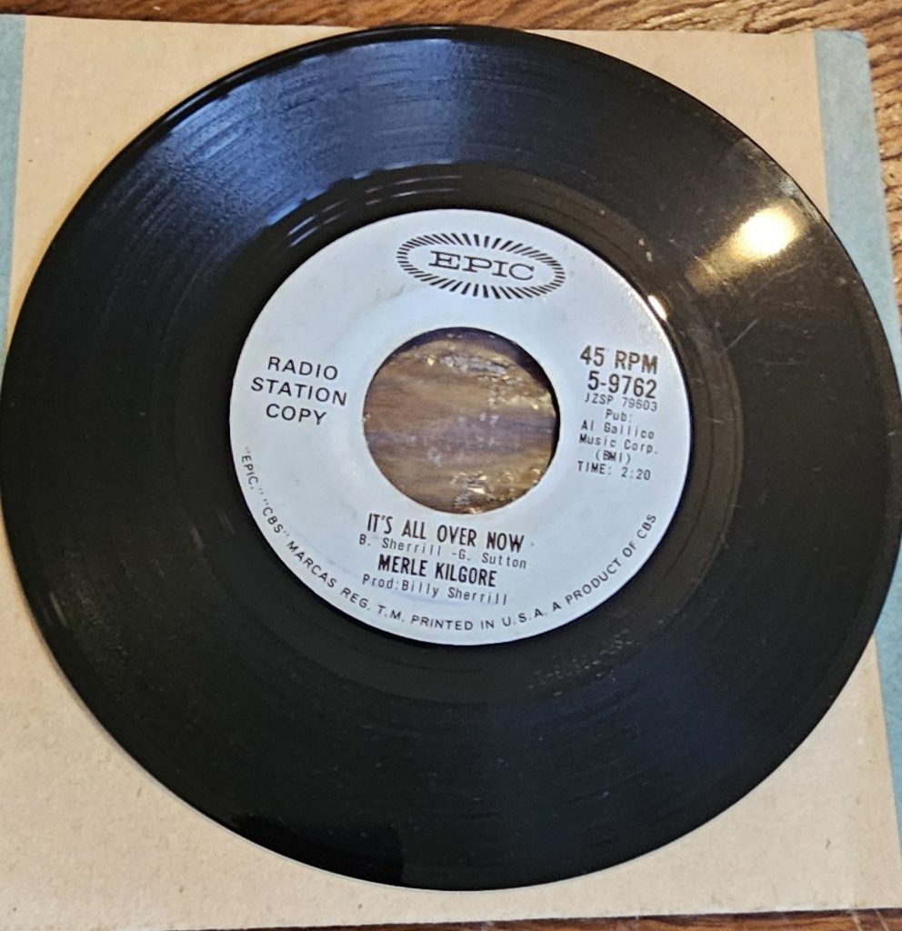 Merle Kilgore It's All Over Now Promo Epic 5-9762 7"