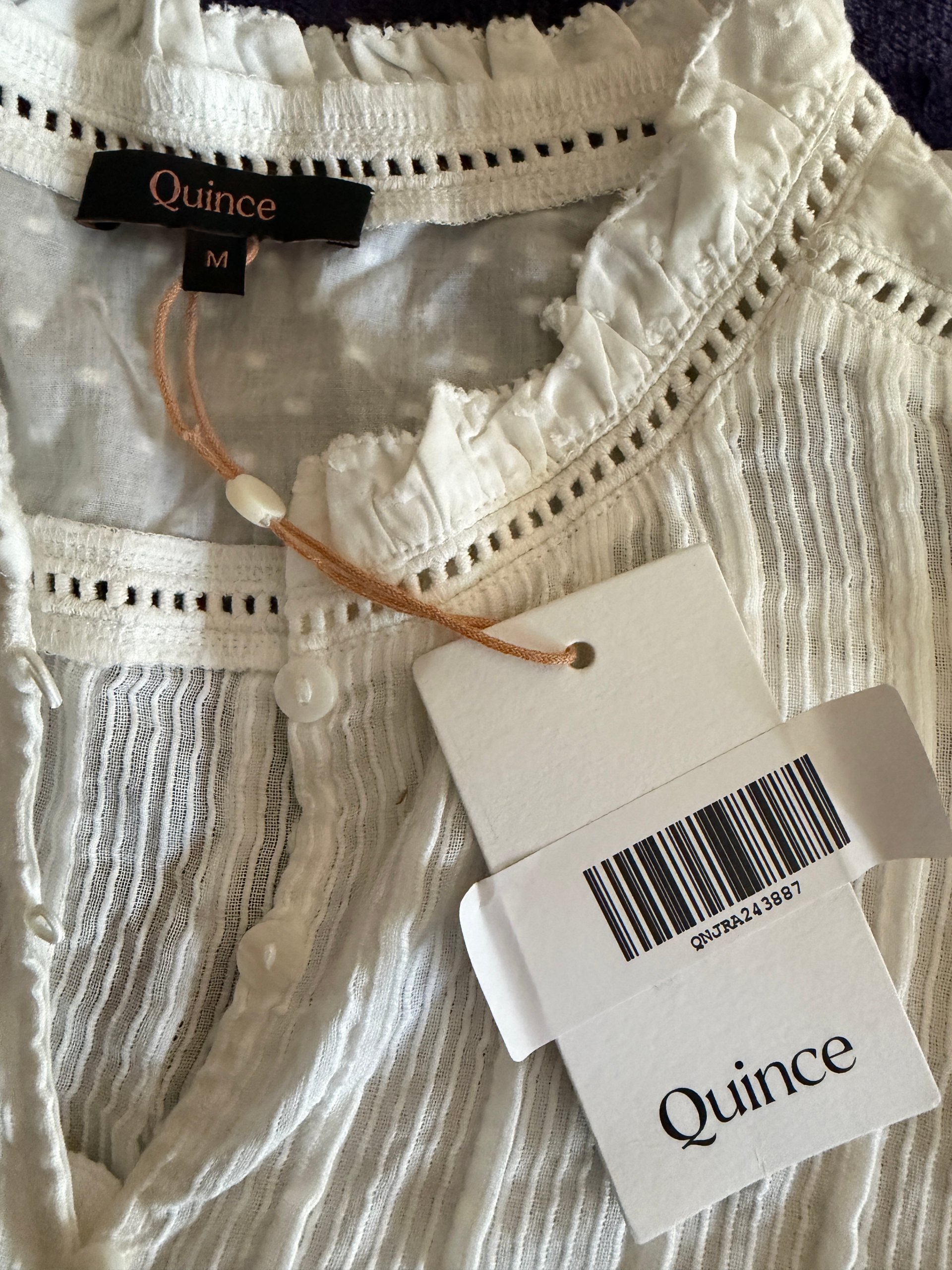 Quince - NWT Women's White Organic Cotton Peasant Blouse - Size Medium image 4