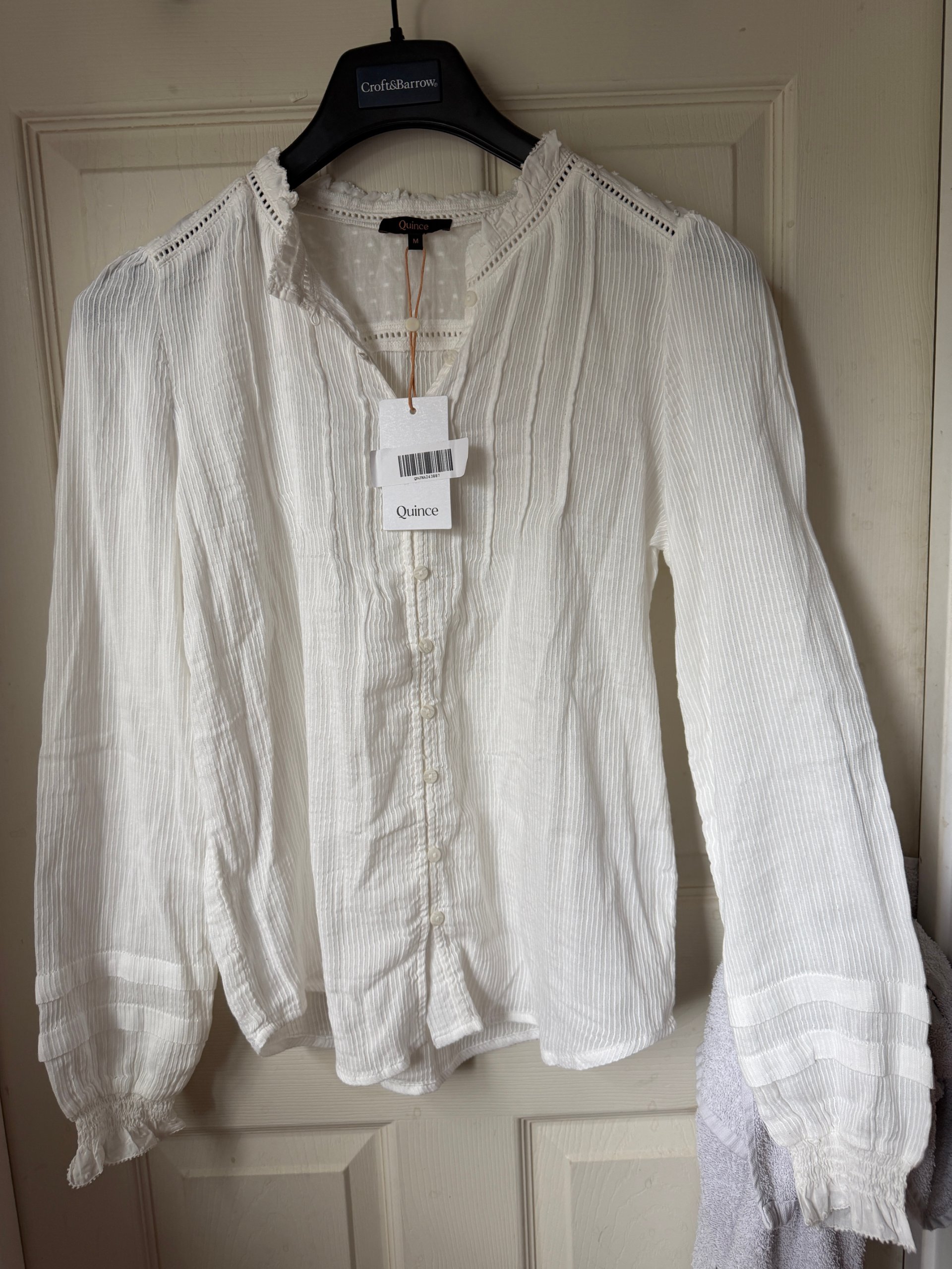 Quince - NWT Women's White Organic Cotton Peasant Blouse - Size Medium image 2