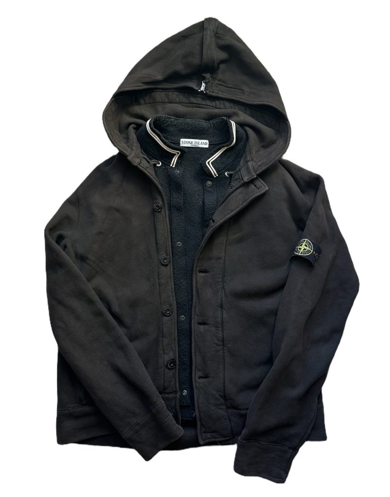 Stone Island Black & Brown Hooded Jacket XL Cotton & Polyester