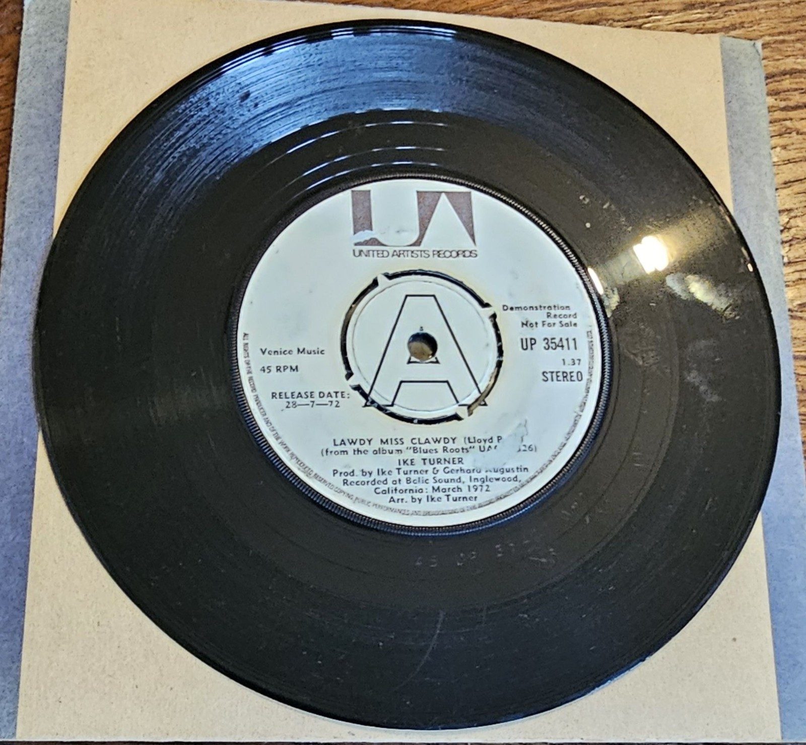 Ike Turner Lawdy Miss Clawdy PROMO United Artists UP 35411 7" Vinyl Single