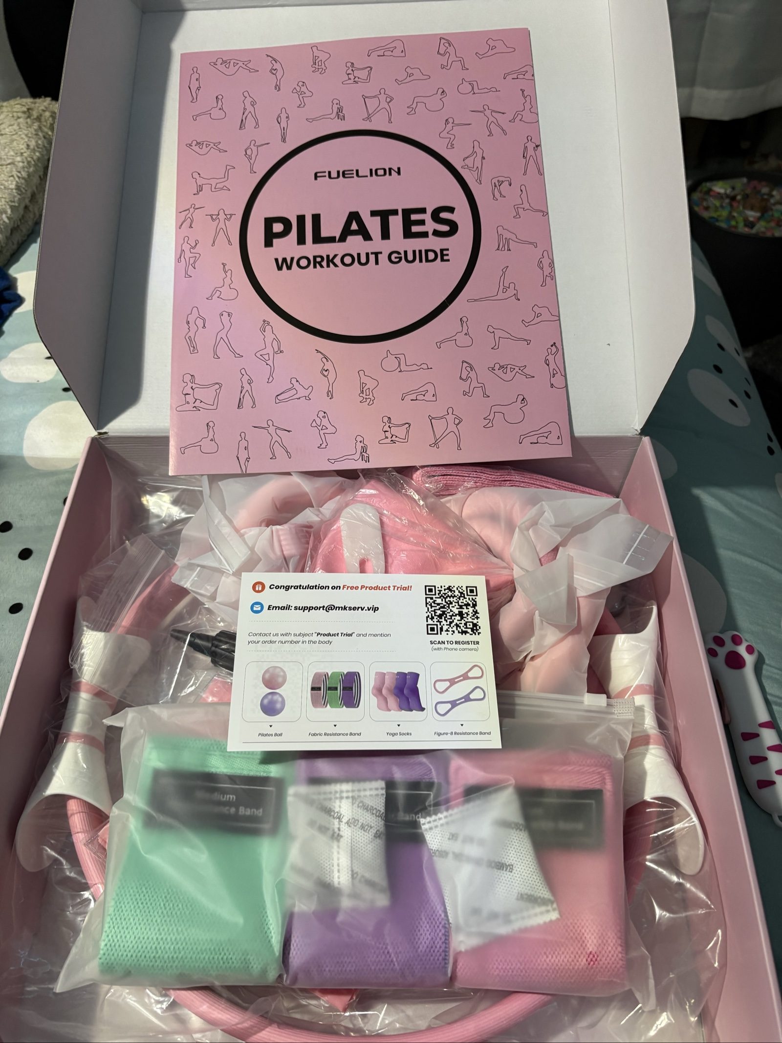 Fuelion Pink Pilates Workout Set with Resistance Bands & Guide image 2
