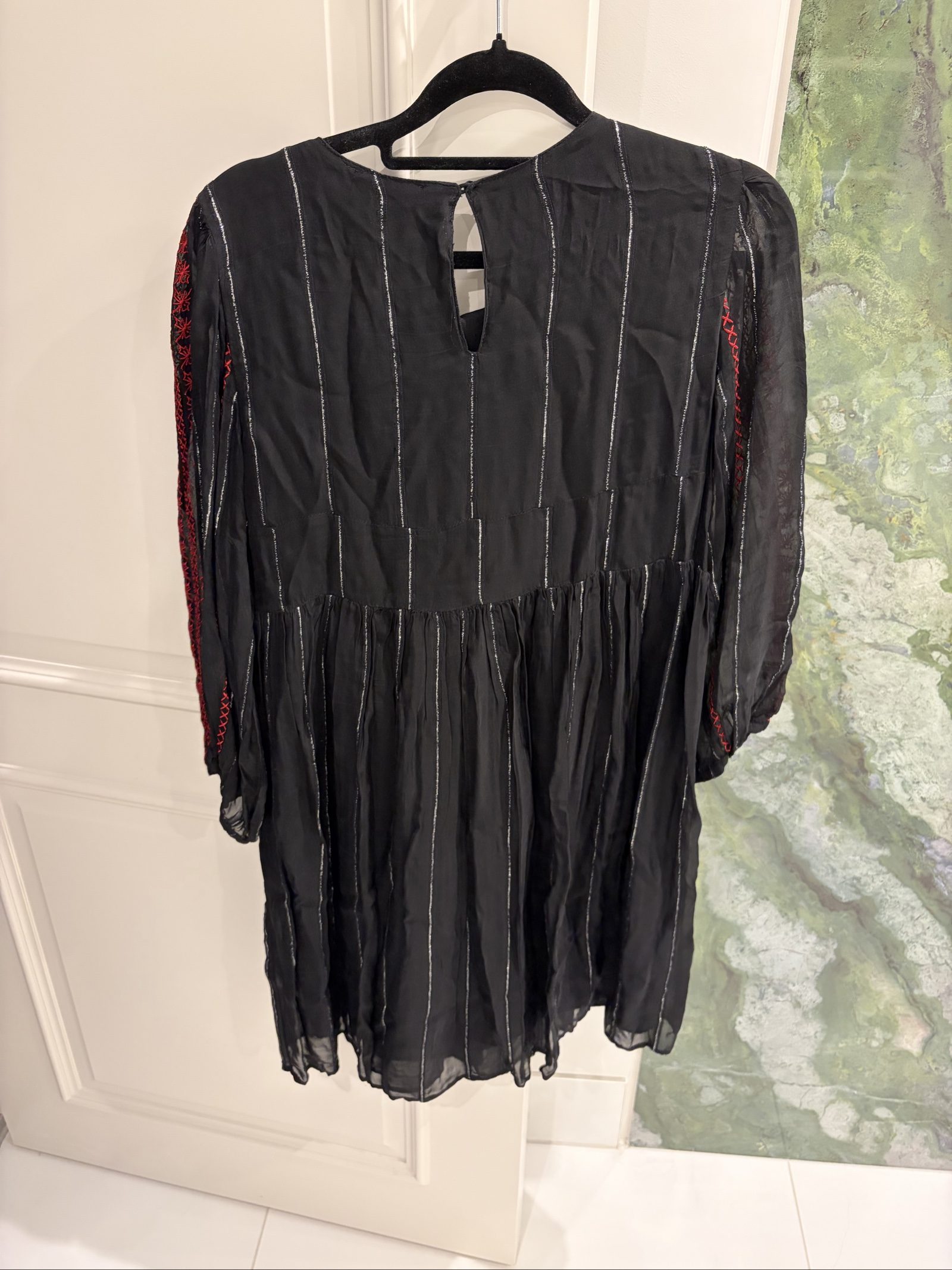 Zara Black & Red Embroidered Dress Small image 2