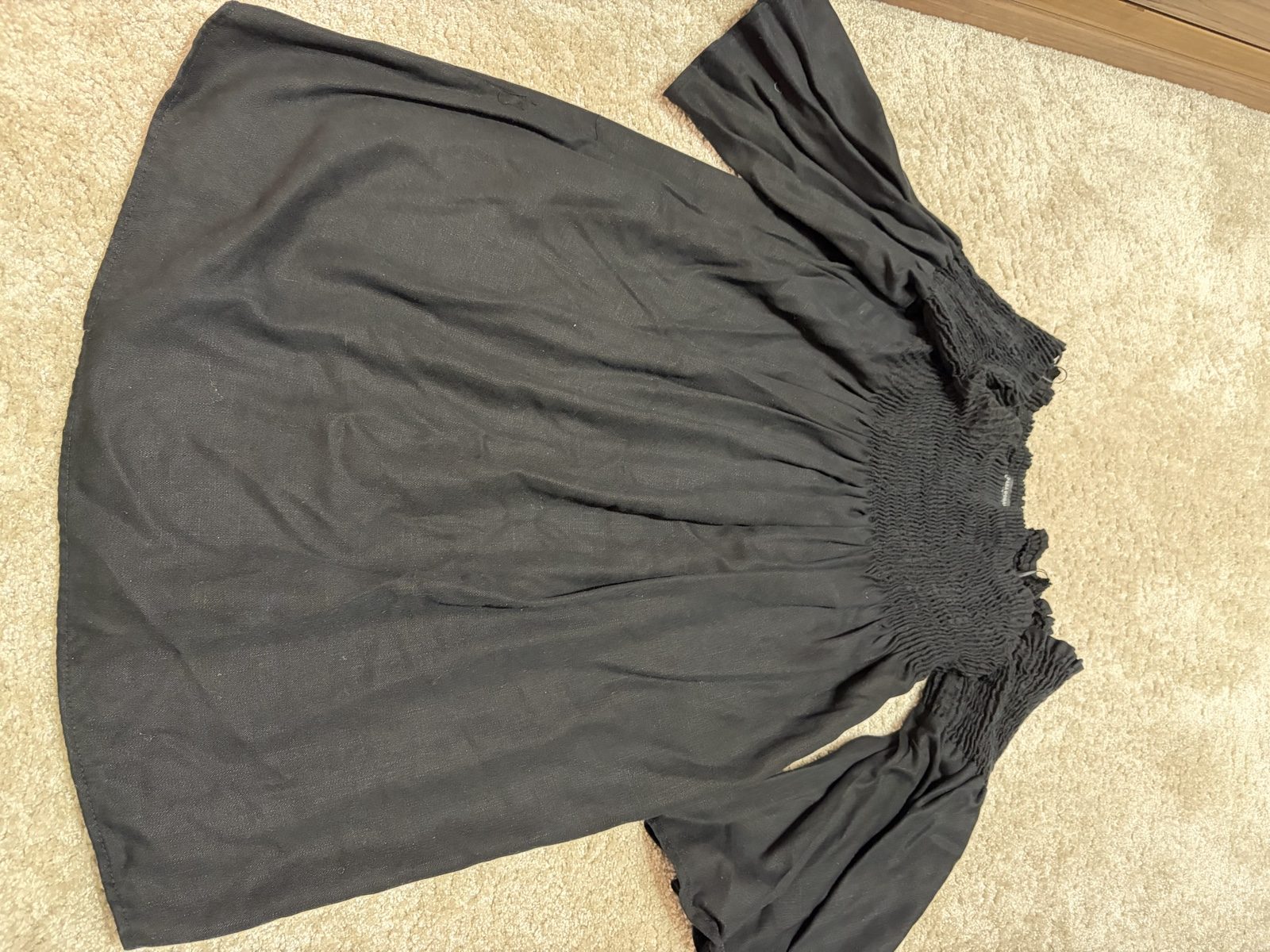 Zara Woman Black Off Shoulder Dress Medium Premium Denim image 3