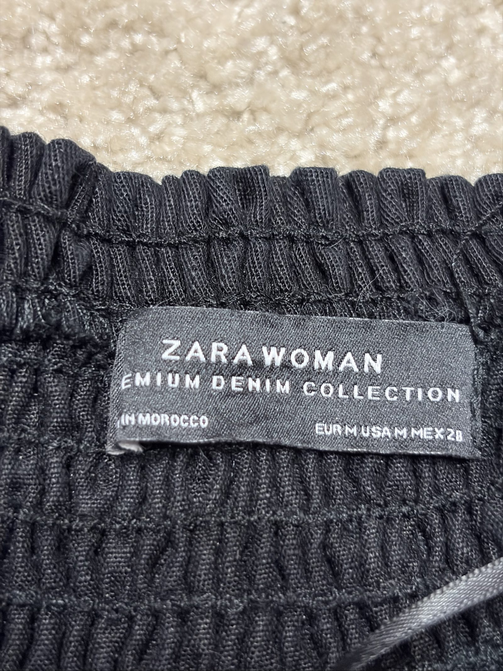 Zara Woman Black Off Shoulder Dress Medium Premium Denim image 2
