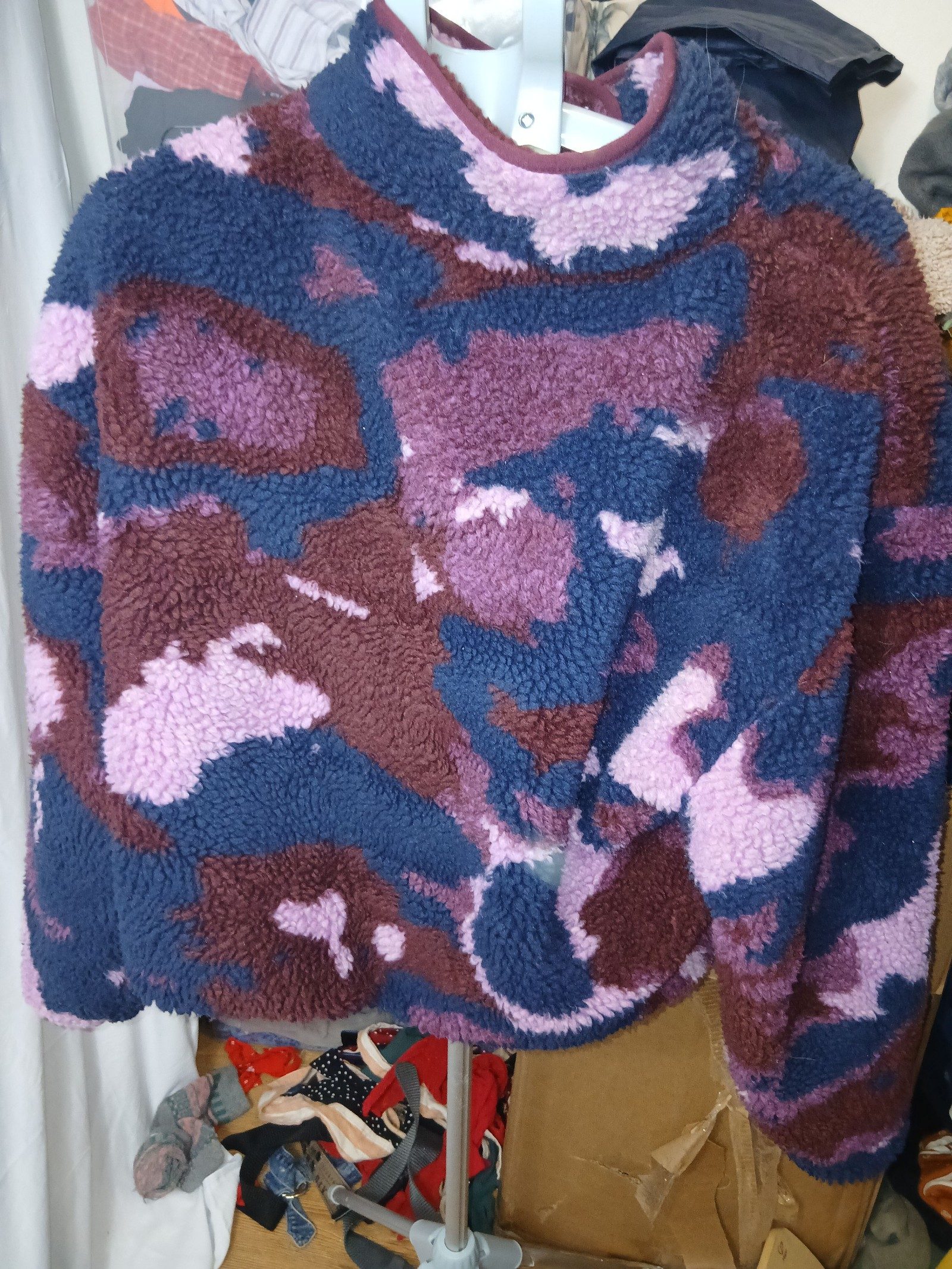 Fabletics Women's Blue, Purple & Brown Sherpa Jacket XL image 5