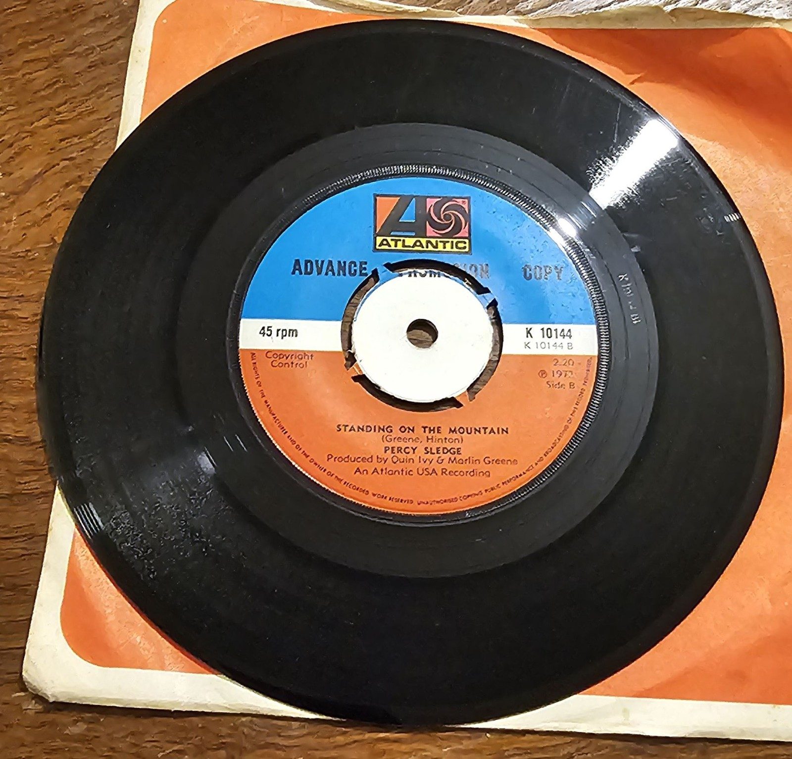 Percy Sledge Rainbow Road PROMO Atlantic K10144 7" image 2
