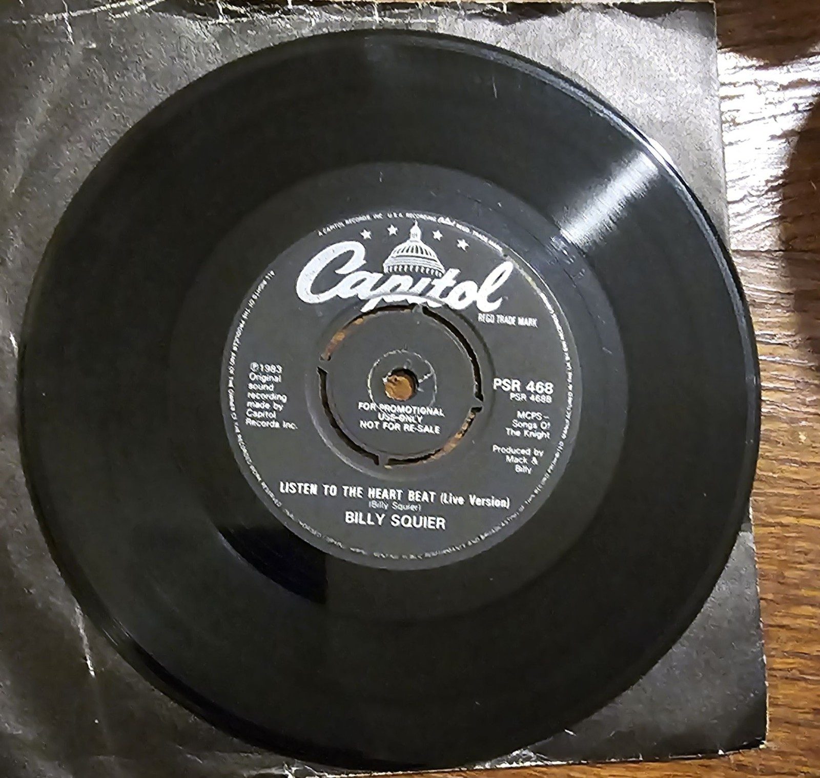 Billy Squier She's A Runner PROMO Capitol PSR 468 7" Vinyl Single image 2