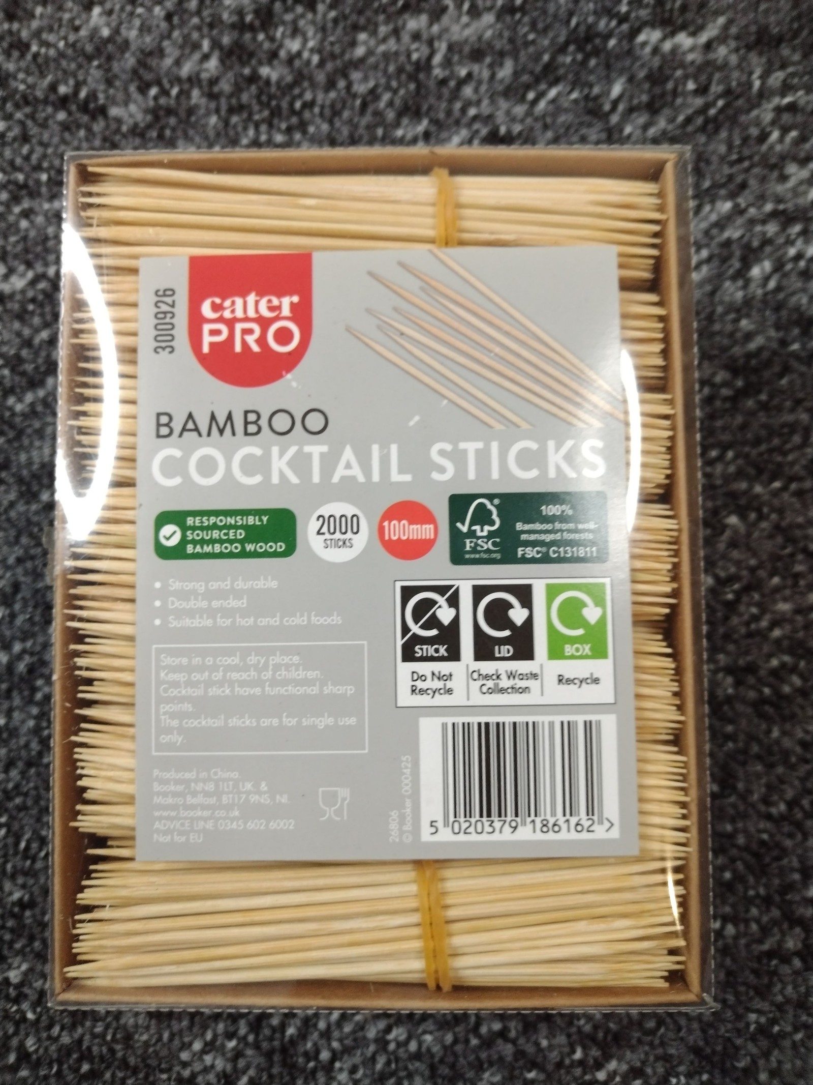 CaterPro Natural Bamboo Cocktail Sticks 100mm 2000 Pack