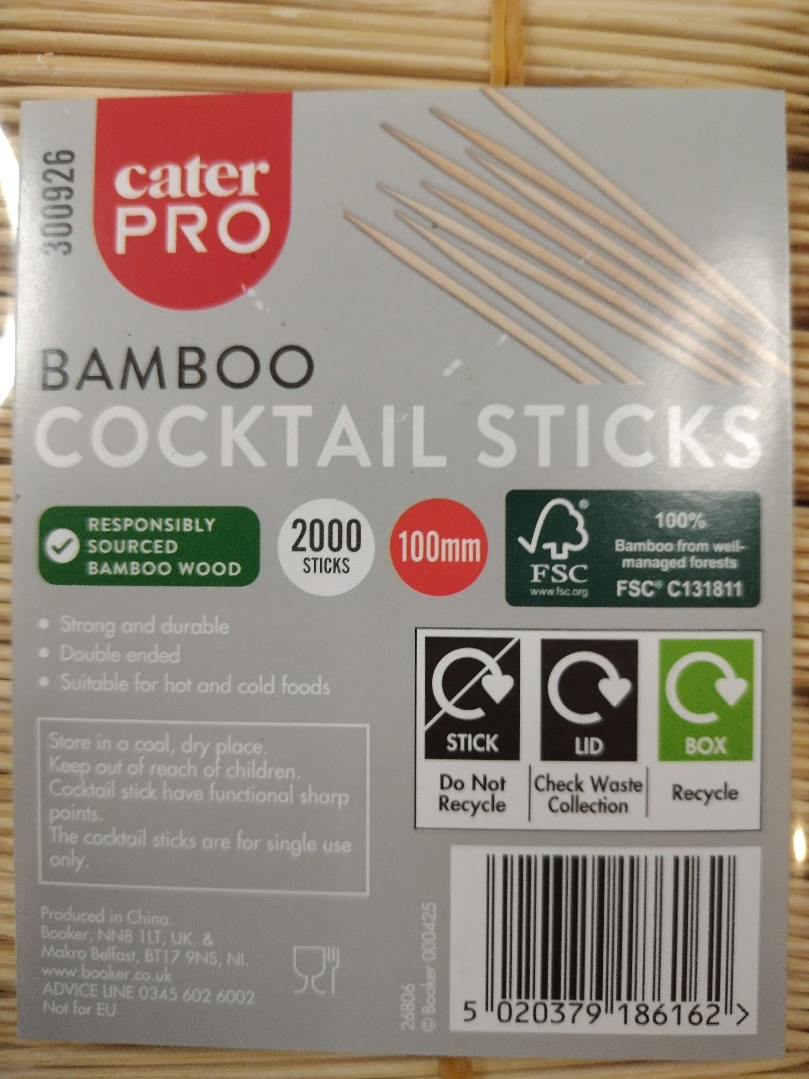 CaterPro Natural Bamboo Cocktail Sticks 100mm 2000 Pack image 5