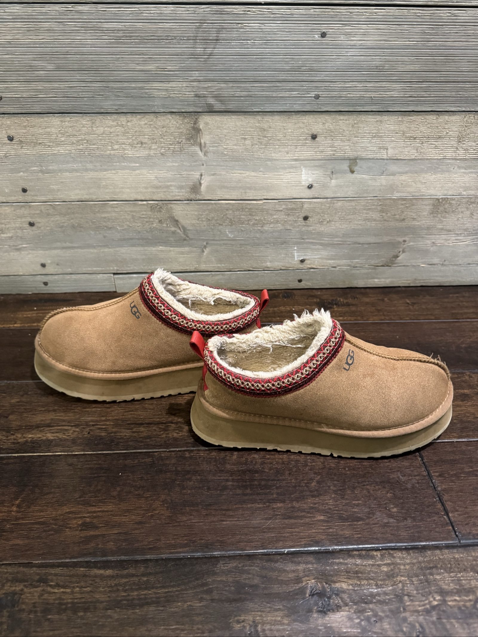 Women’s UGG Tasman Suede Shearling Slippers – Chestnut Red – 10 / EU 41 image 3