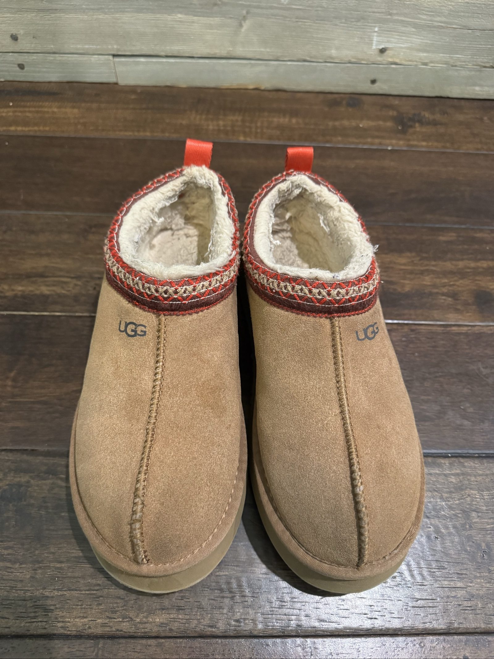Women’s UGG Tasman Suede Shearling Slippers – Chestnut Red – 10 / EU 41 image 4